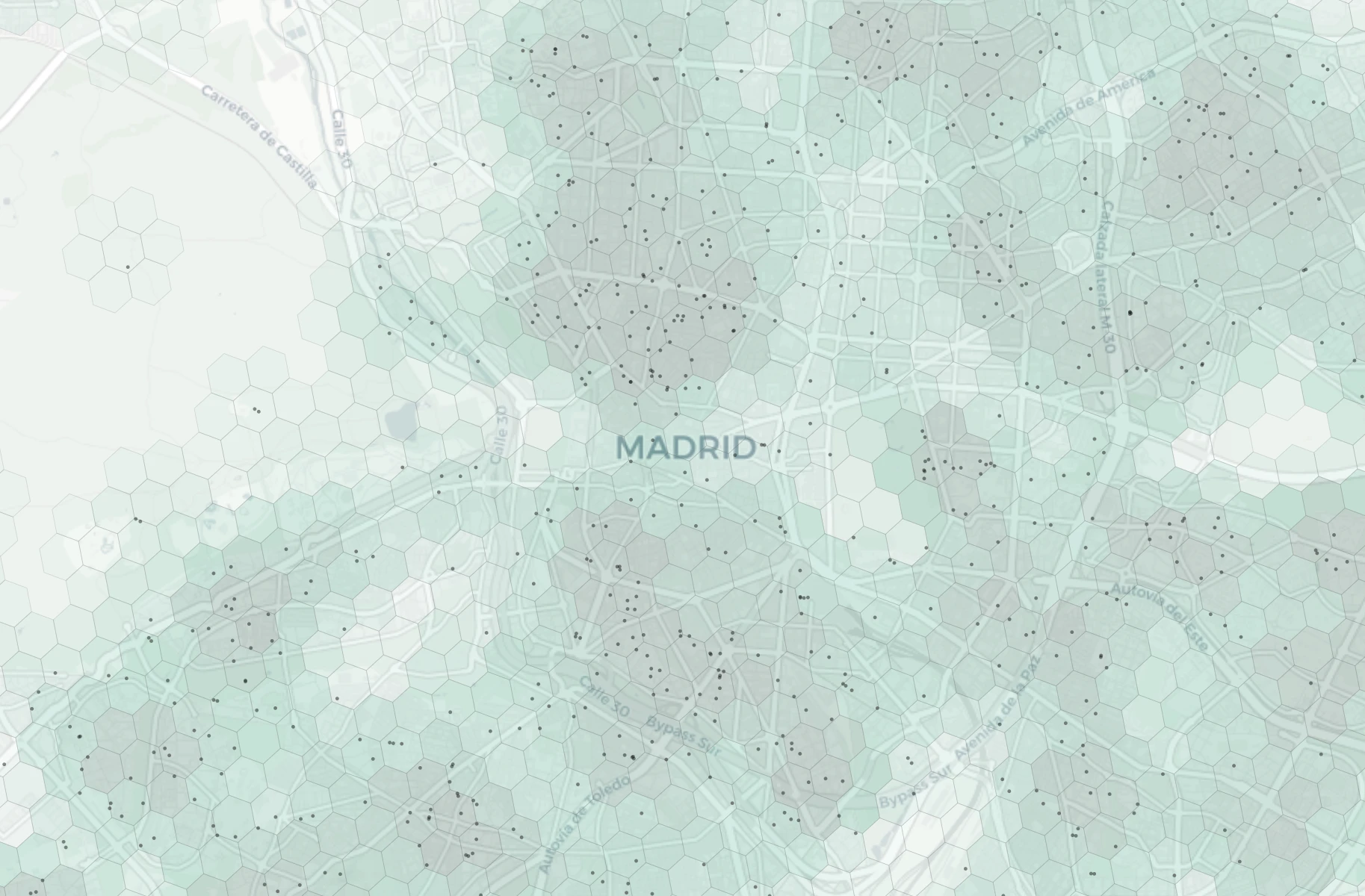Madrid Family heatmap -- neighborhood scores
