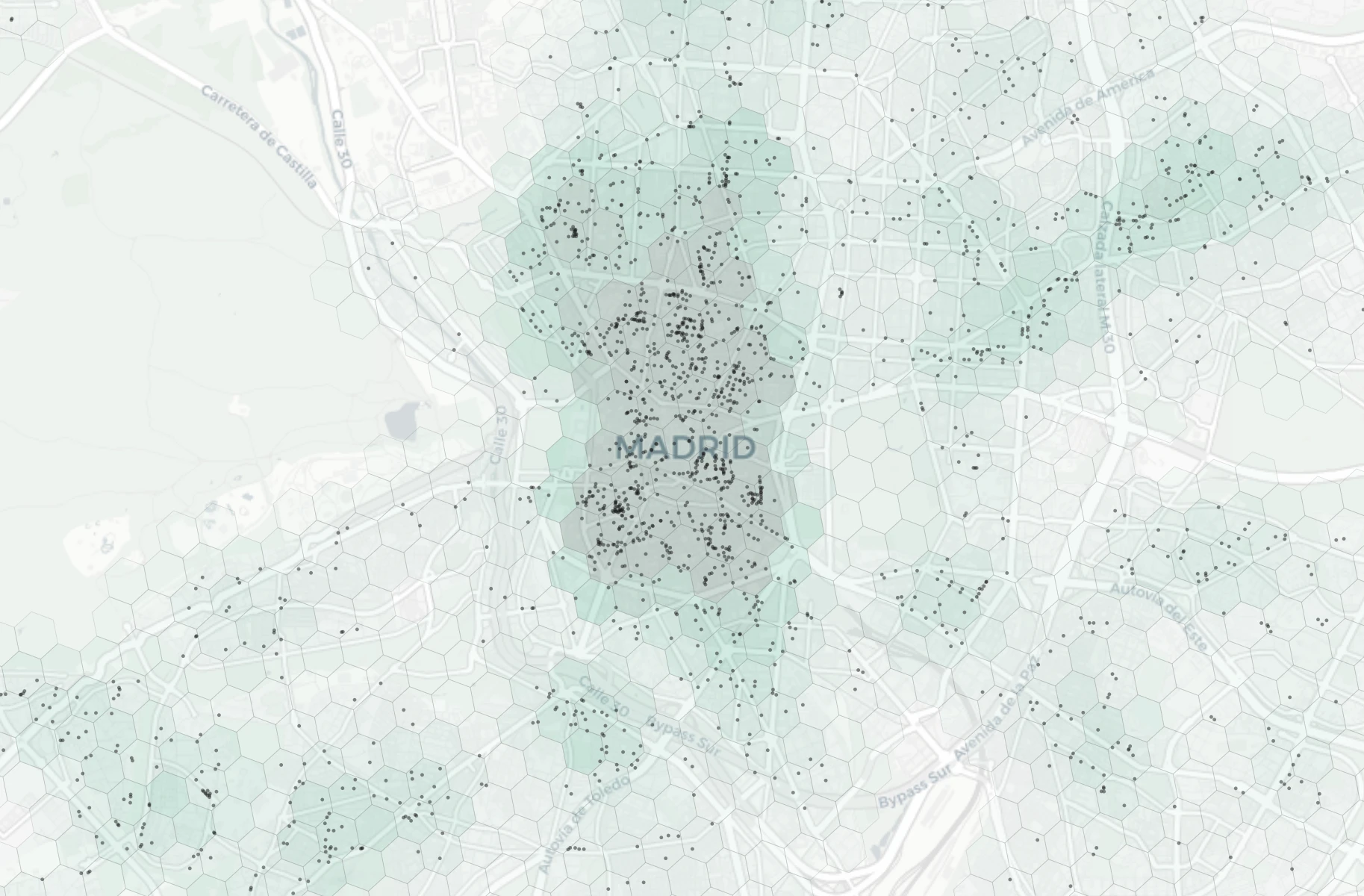 Madrid Nightlife heatmap -- neighborhood scores