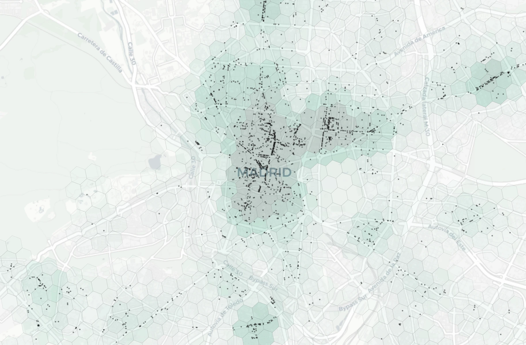 Madrid Shopping heatmap -- neighborhood scores