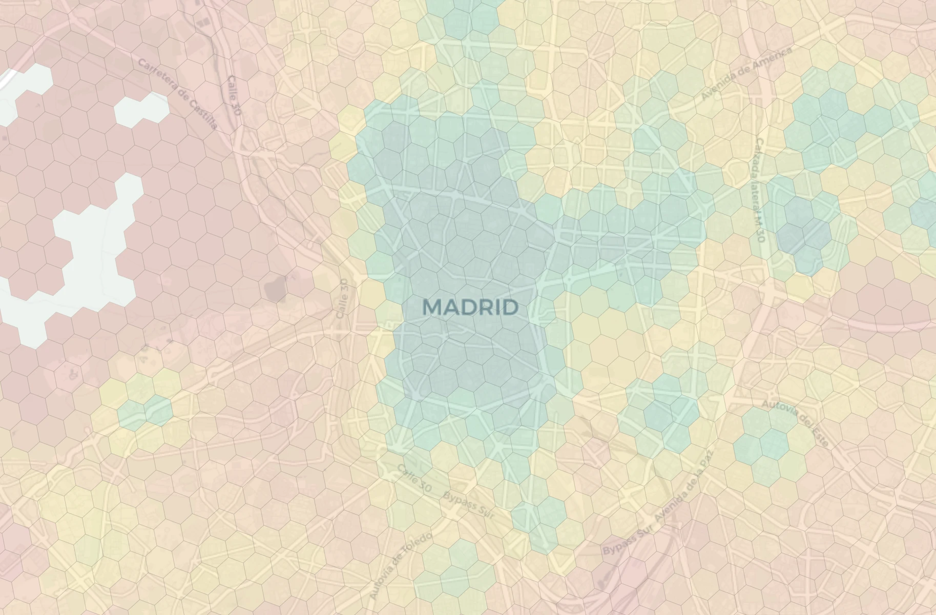 Madrid neighborhood livability heatmap