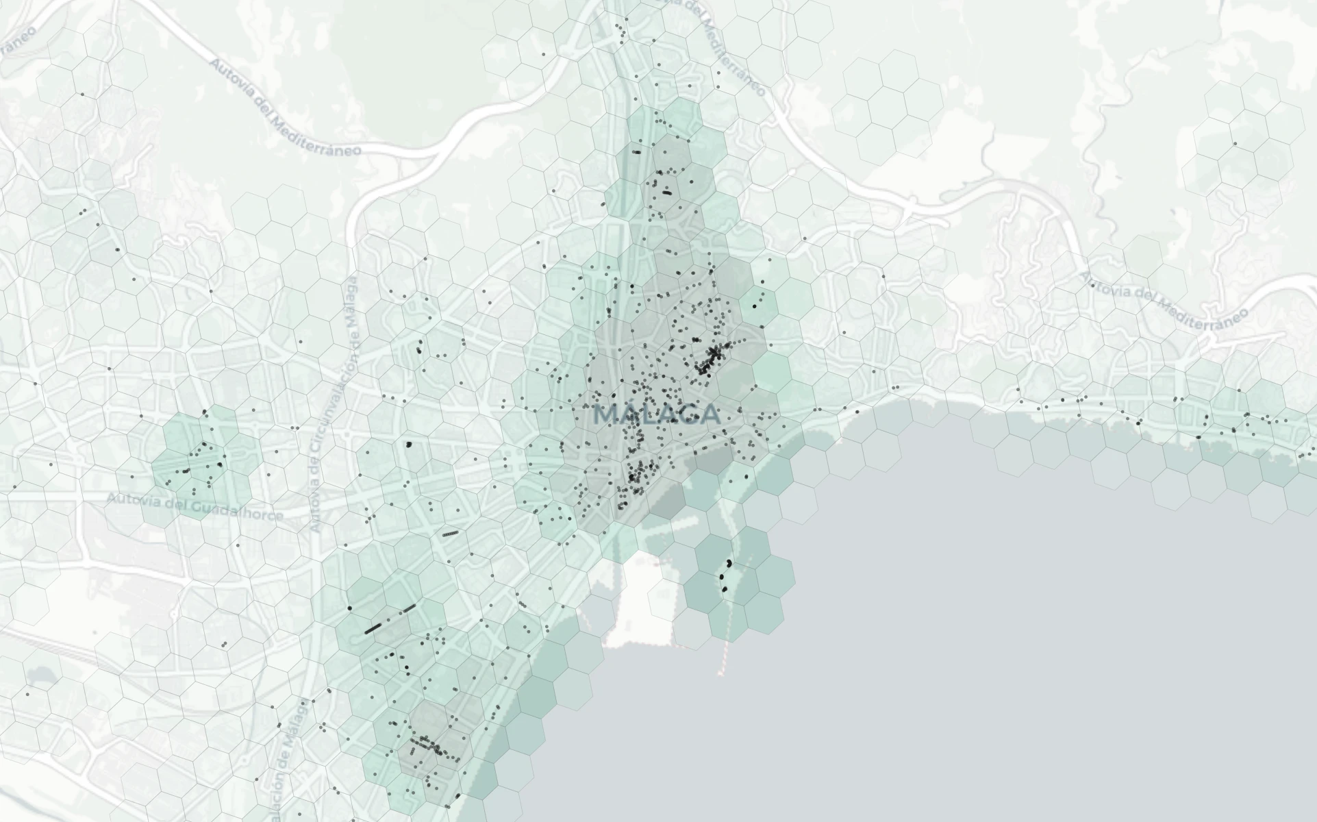 Malaga Cafes & Culture heatmap -- neighborhood scores