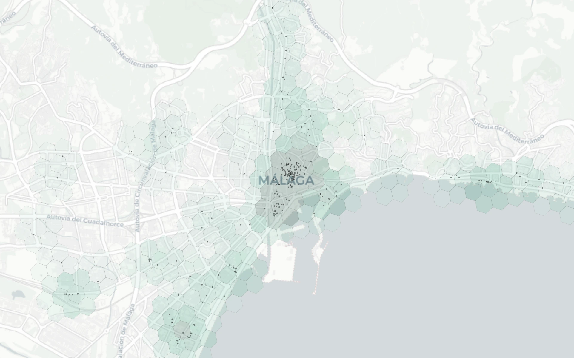 Malaga Nightlife heatmap -- neighborhood scores