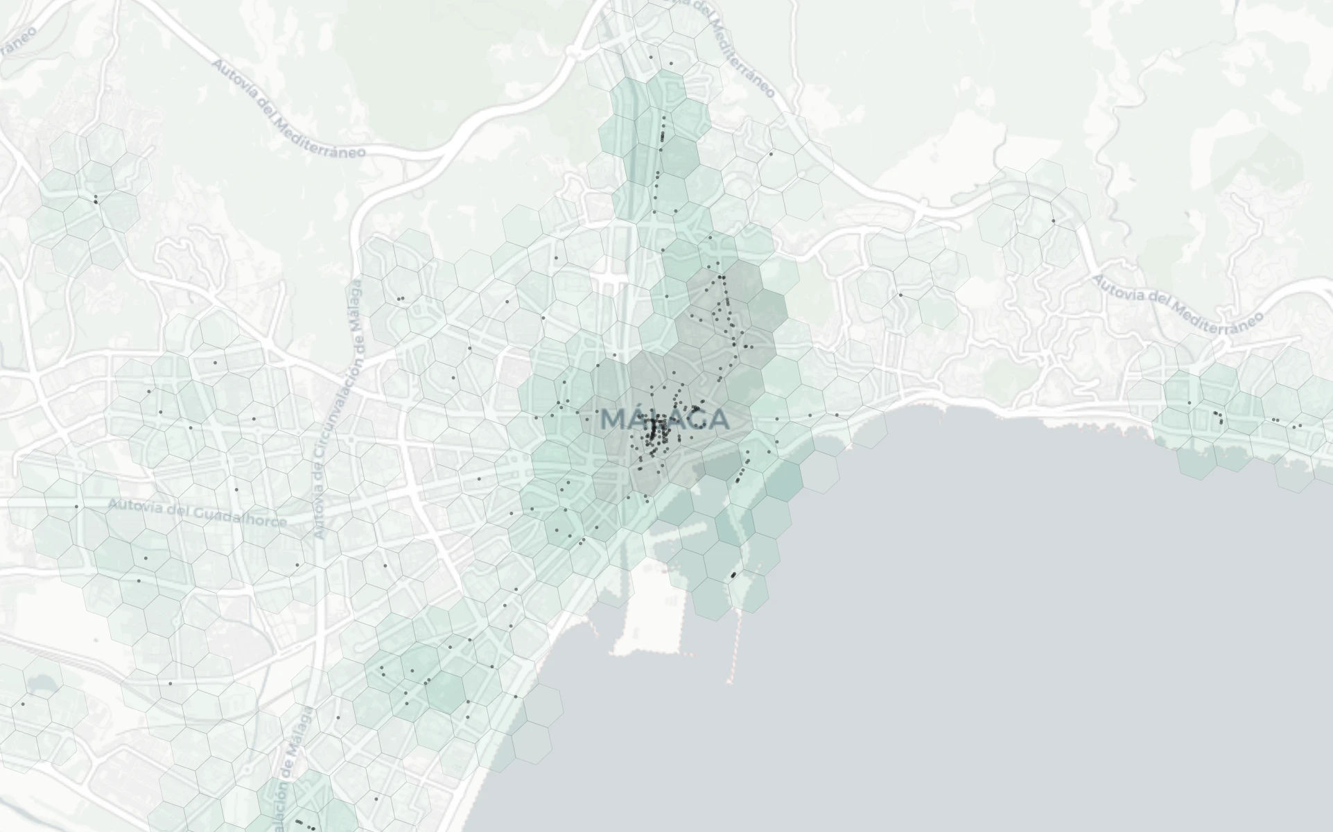 Malaga Shopping heatmap -- neighborhood scores