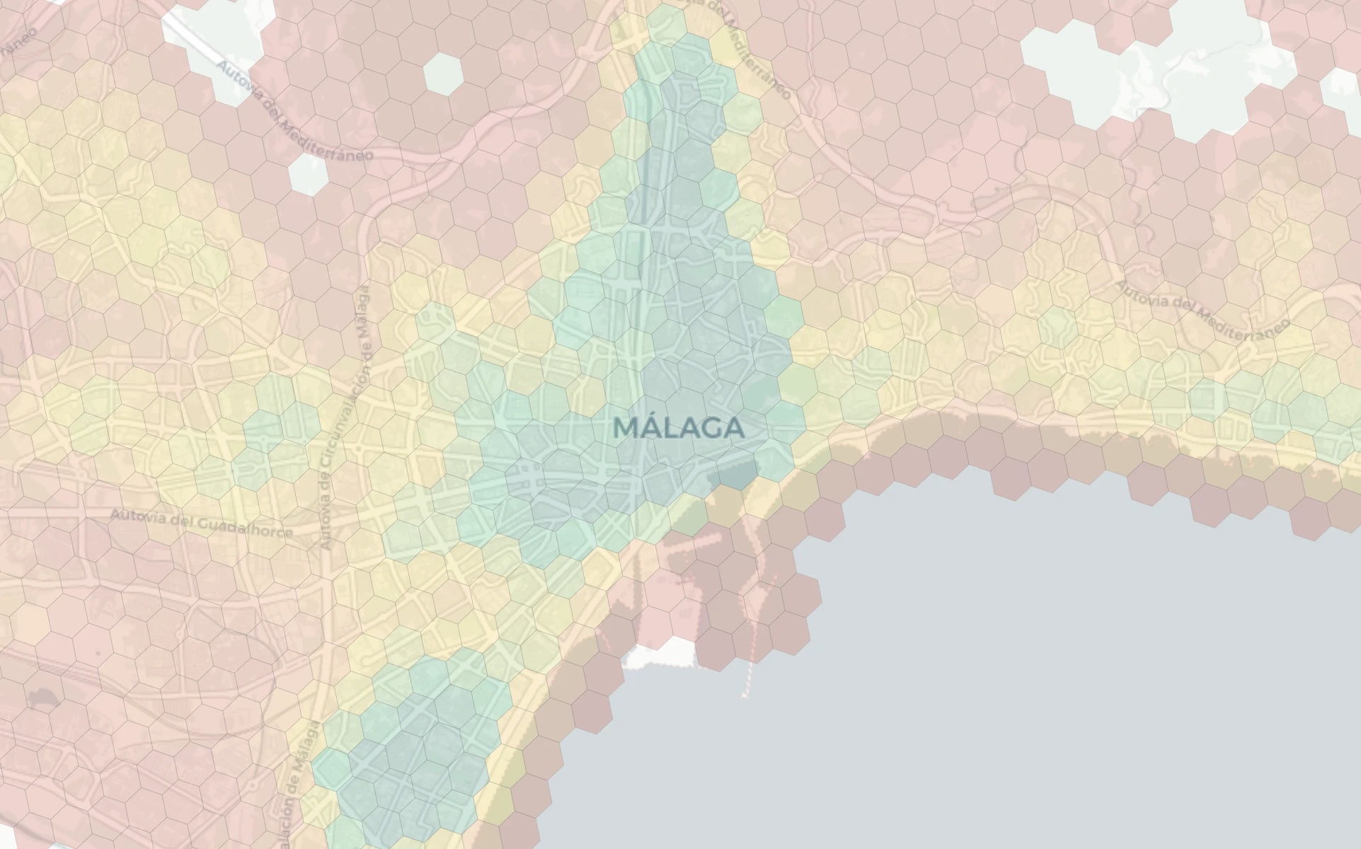 Malaga neighborhood livability heatmap
