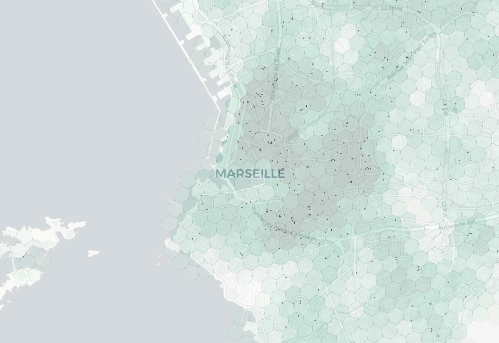 Marseille Family heatmap -- neighborhood scores
