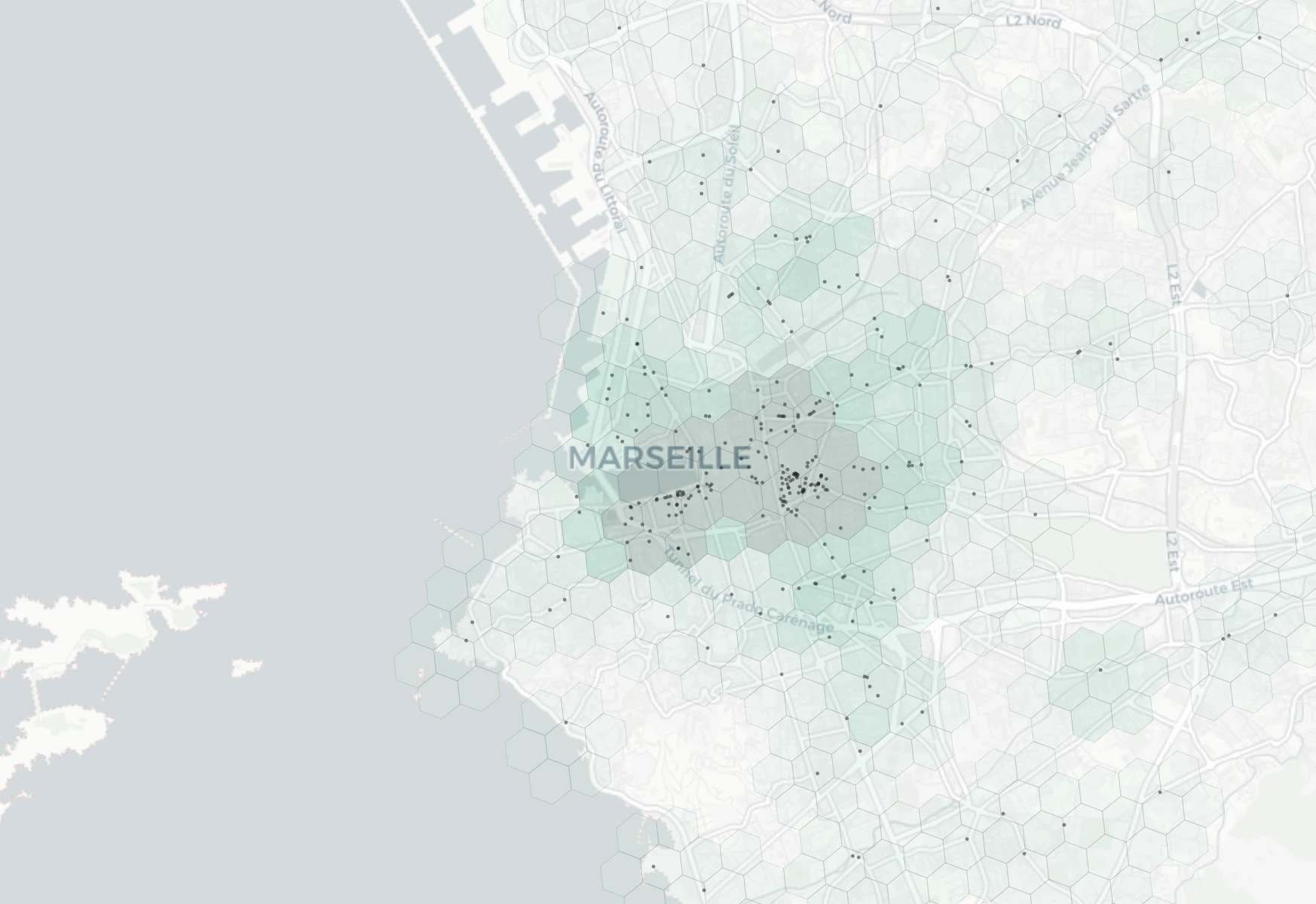 Marseille Nightlife heatmap -- neighborhood scores