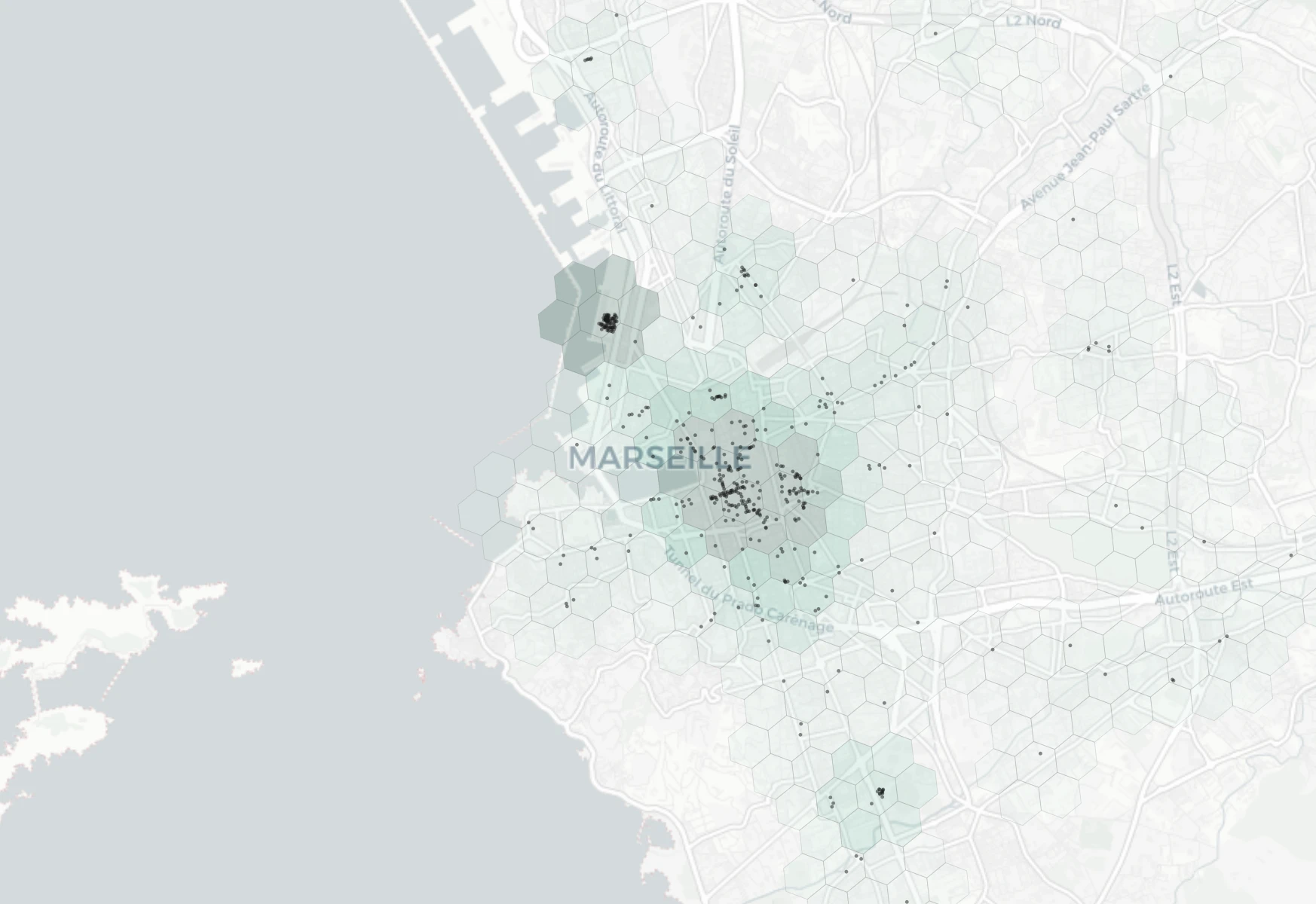 Marseille Shopping heatmap -- neighborhood scores