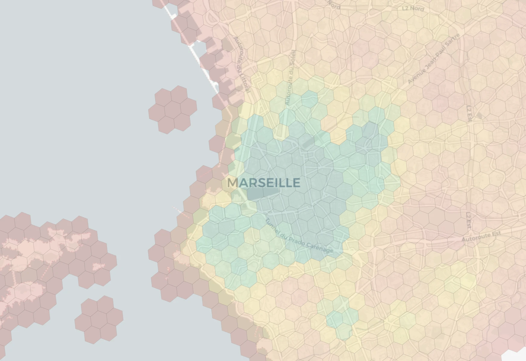 Marseille neighborhood livability heatmap