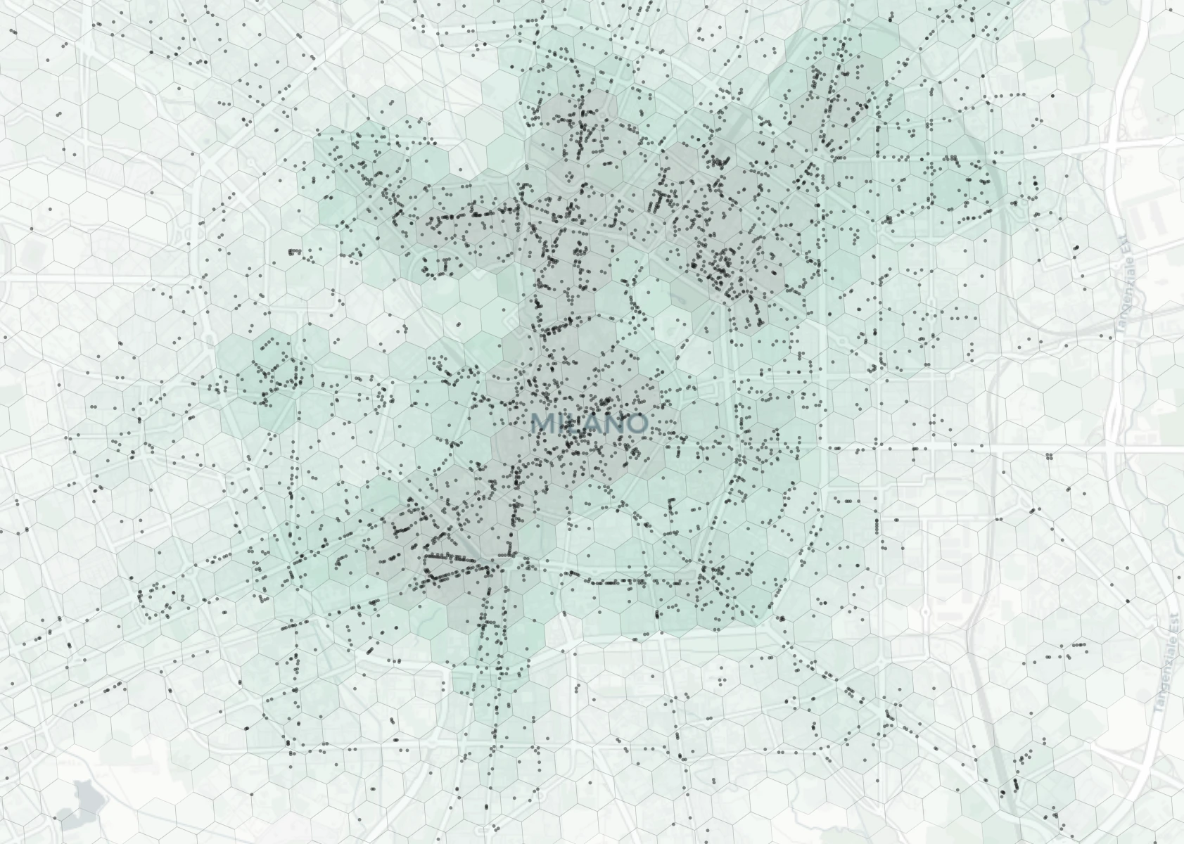 Milan Dining heatmap -- neighborhood scores