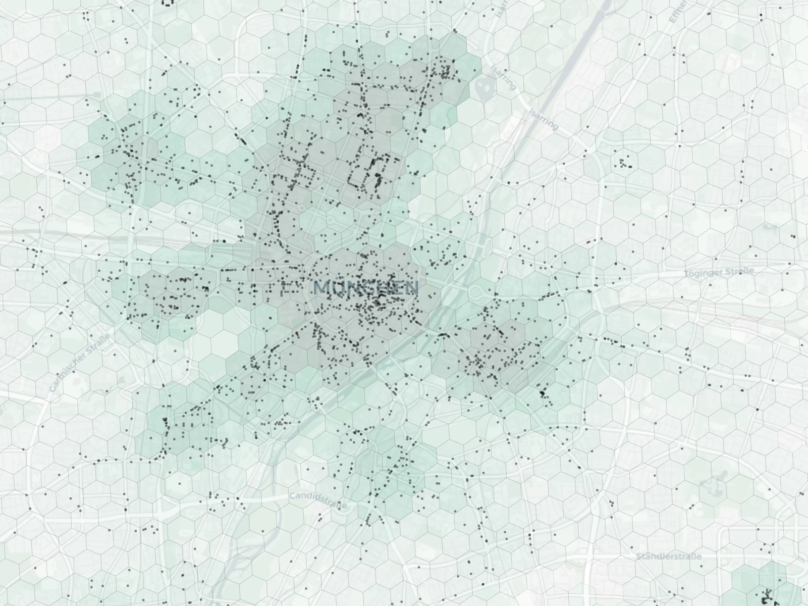 Munich Dining heatmap -- neighborhood scores