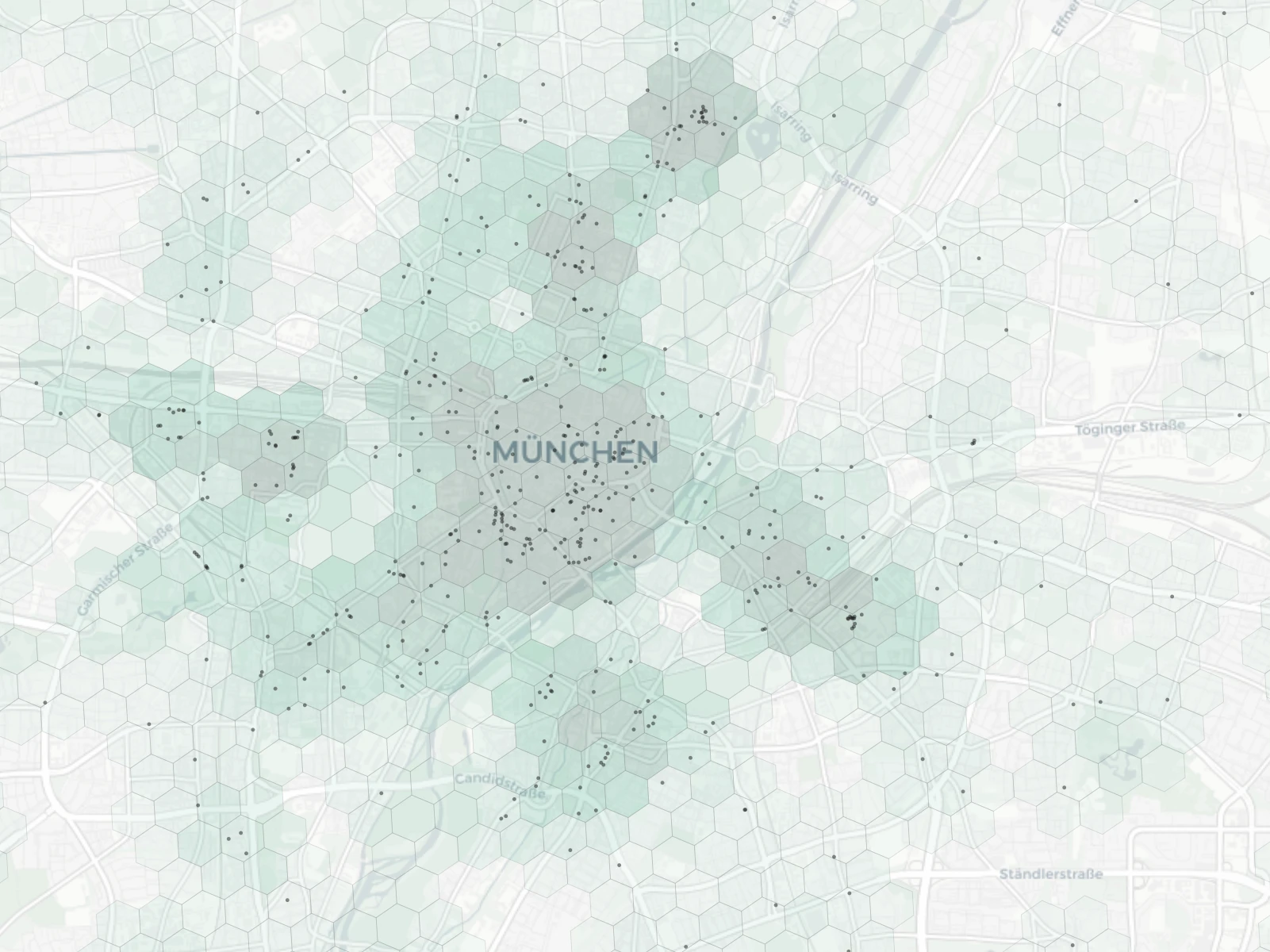 Munich Nightlife heatmap -- neighborhood scores
