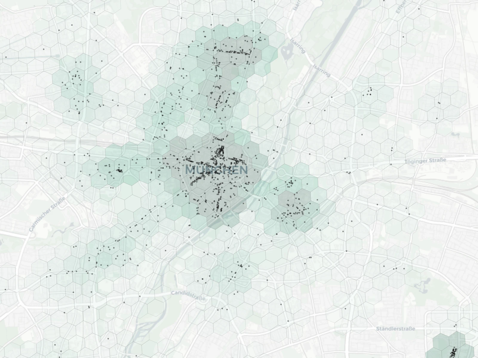 Munich Shopping heatmap -- neighborhood scores