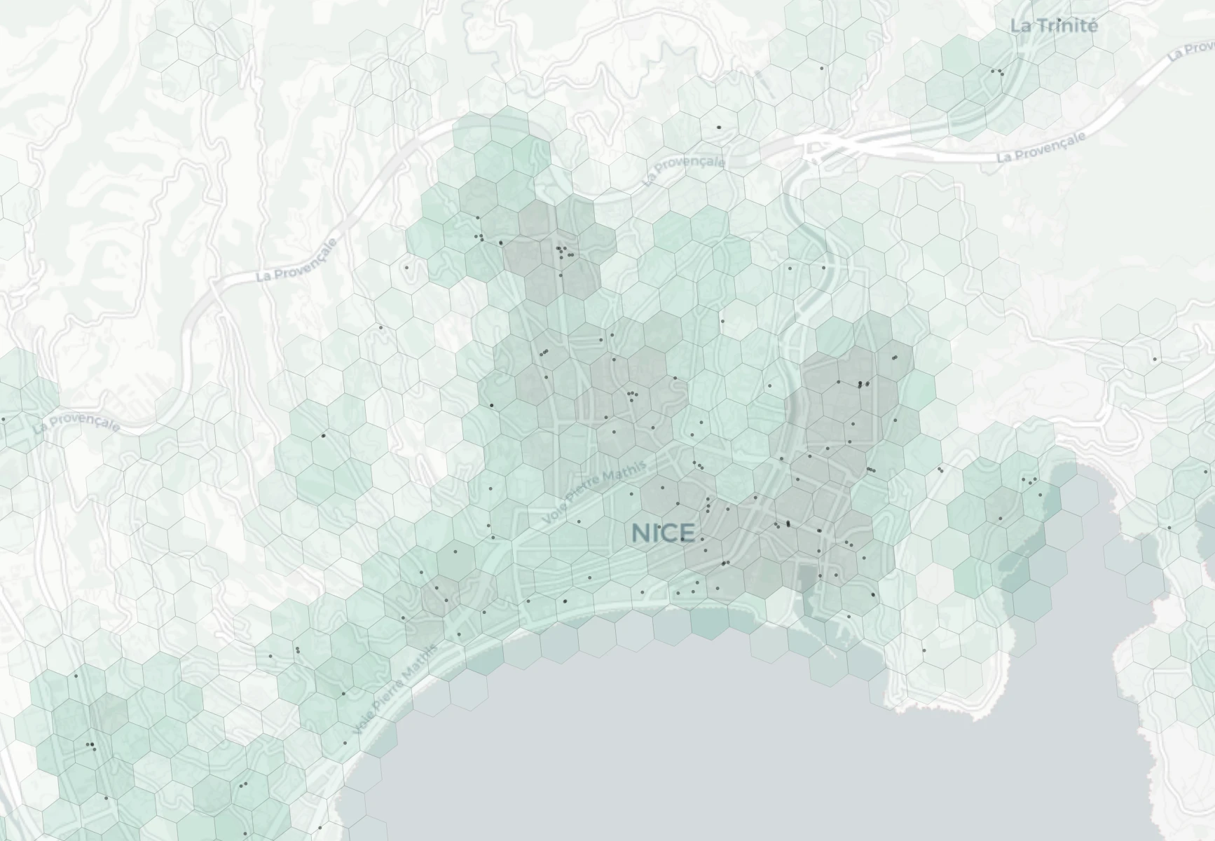 Nice Family heatmap -- neighborhood scores
