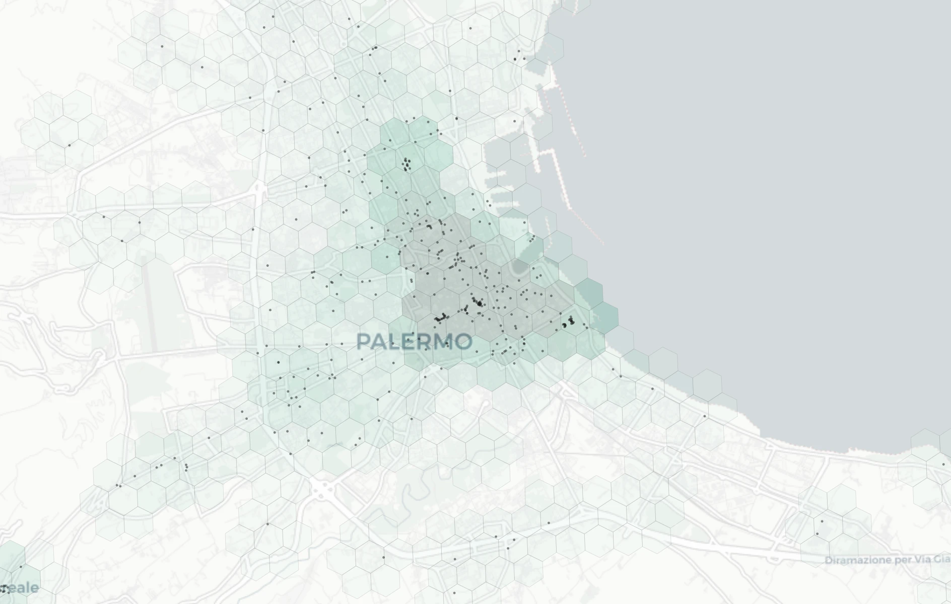 Palermo Cafes & Culture heatmap -- neighborhood scores