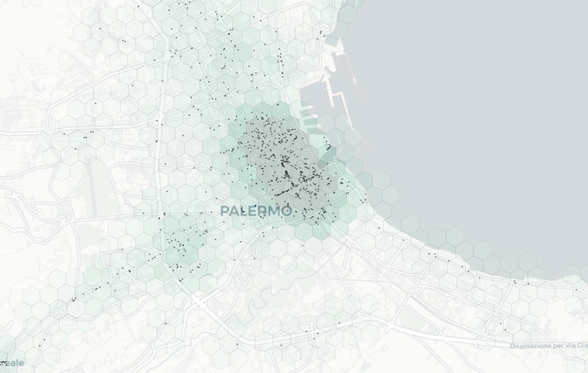 Palermo Dining heatmap -- neighborhood scores