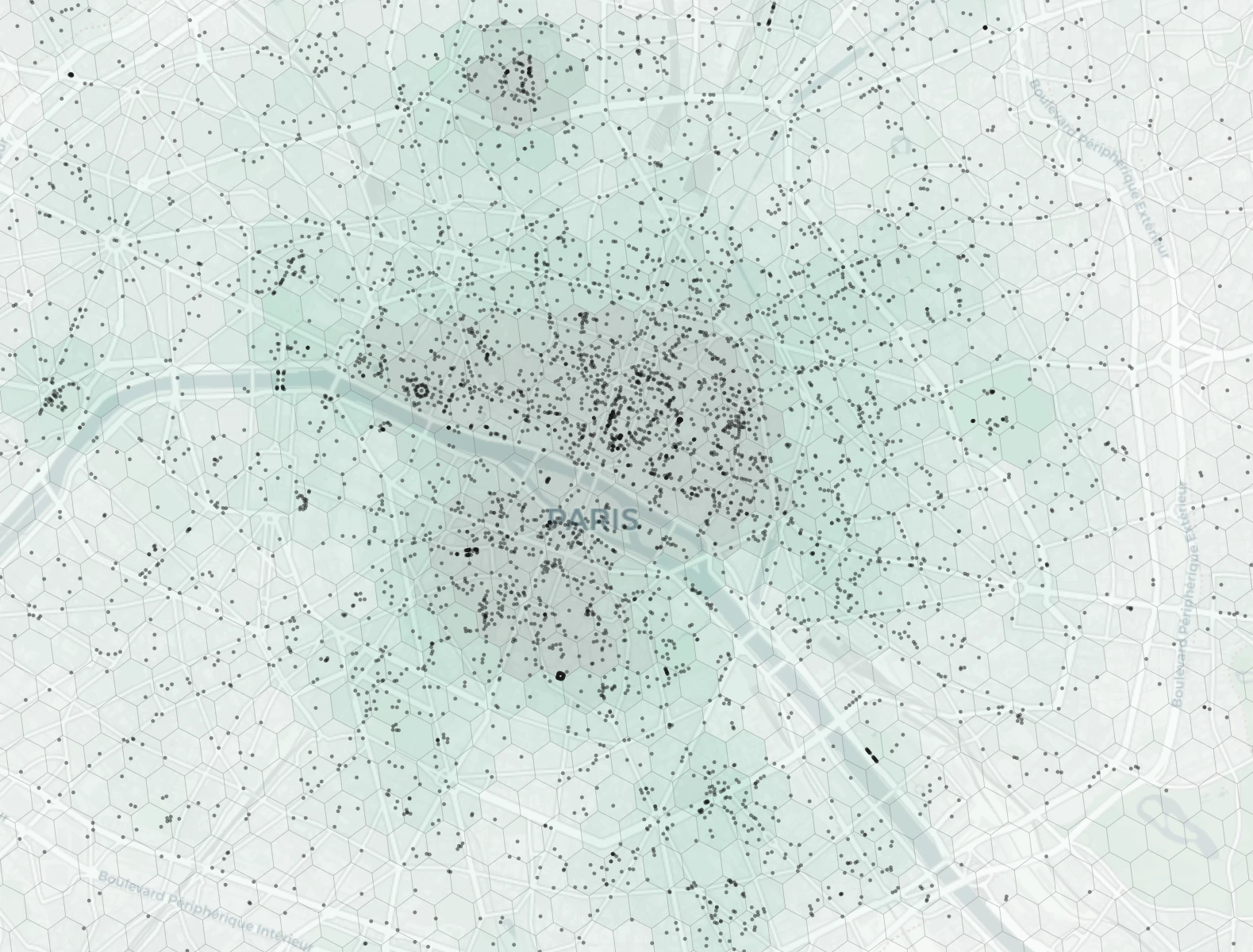 Paris Cafes & Culture heatmap -- neighborhood scores