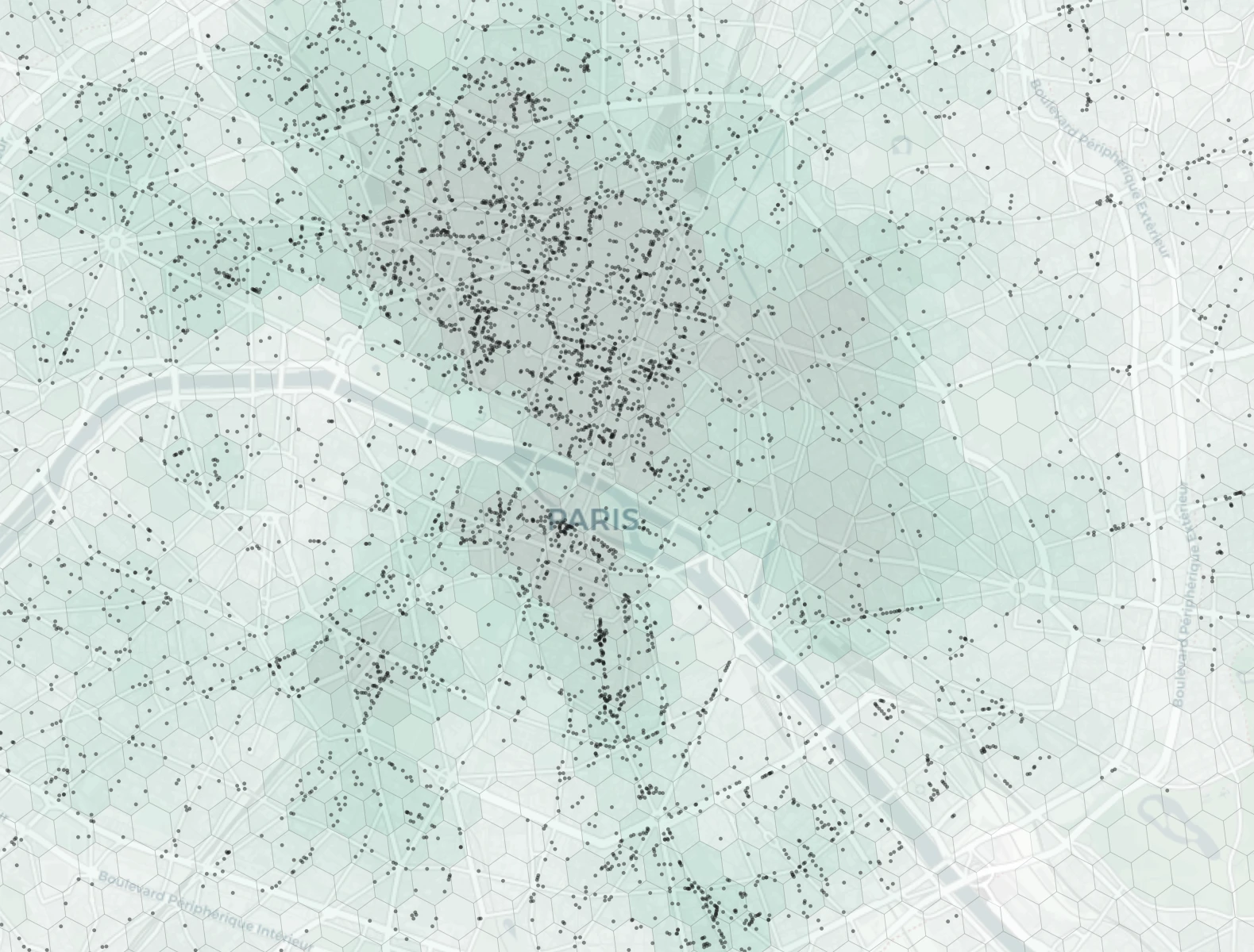 Paris Dining heatmap -- neighborhood scores