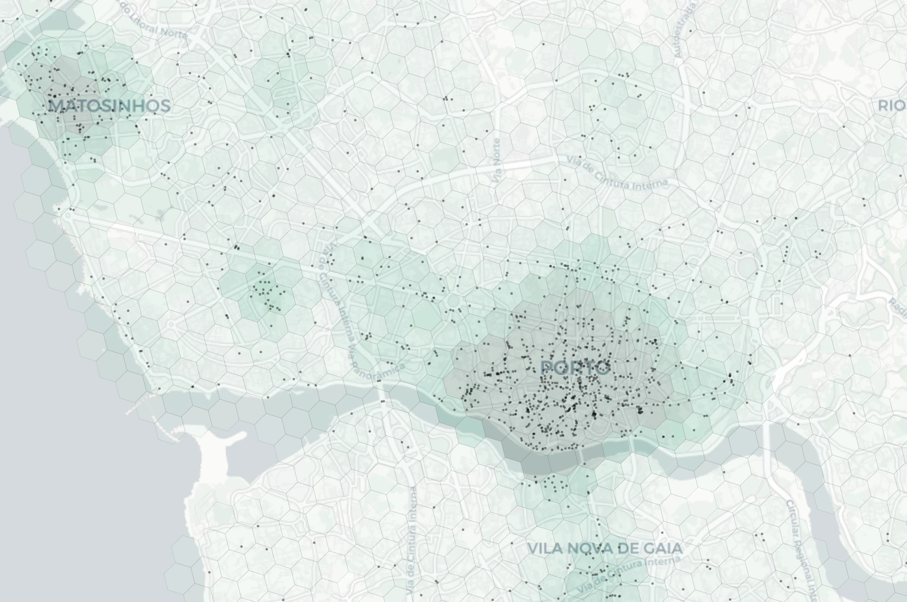 Porto Cafes & Culture heatmap -- neighborhood scores
