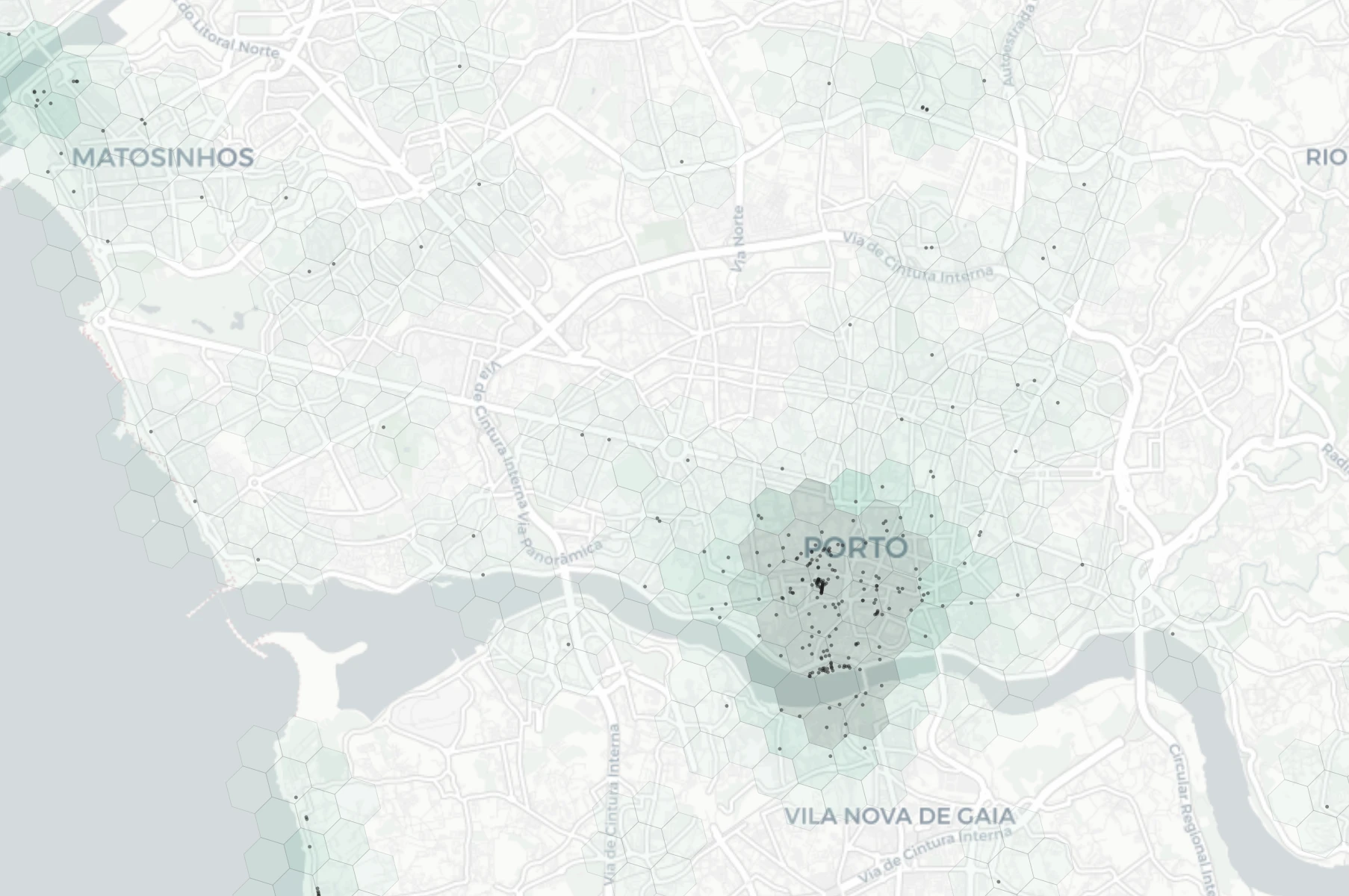 Porto Nightlife heatmap -- neighborhood scores