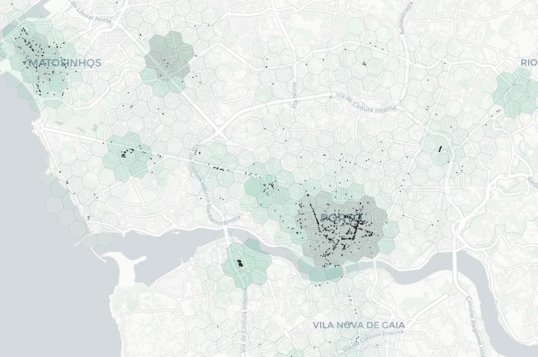 Porto Shopping heatmap -- neighborhood scores
