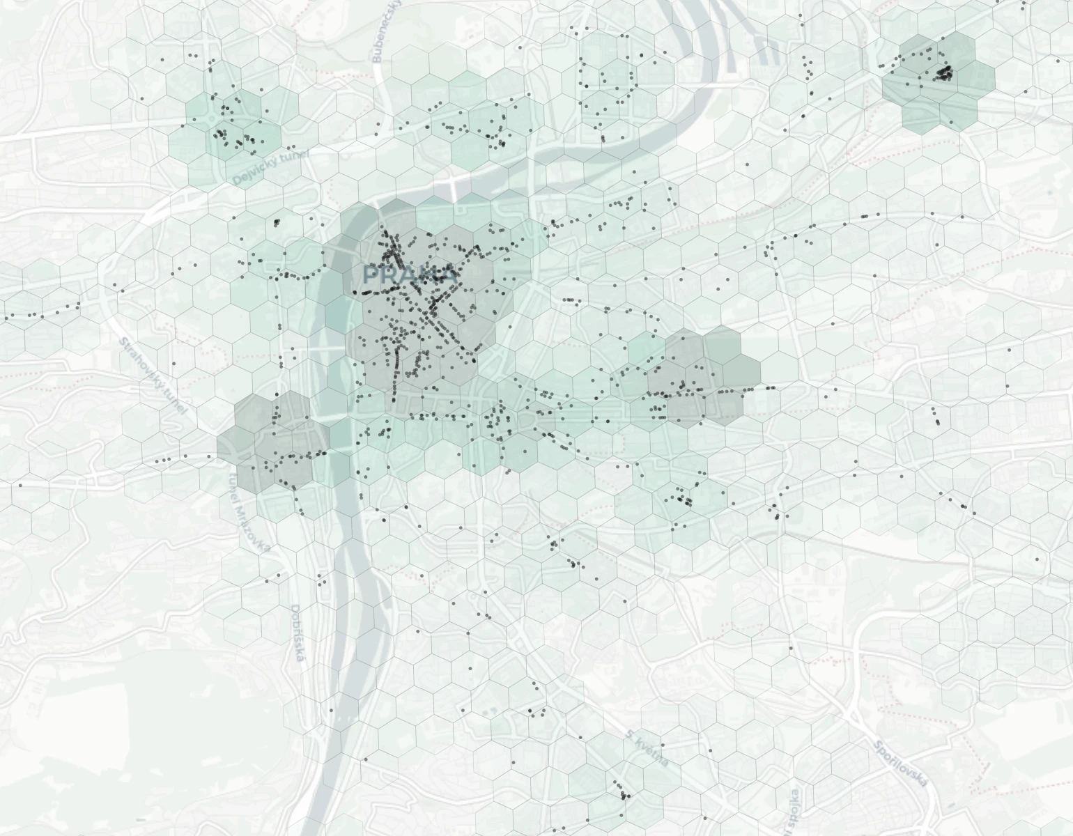 Prague Shopping heatmap -- neighborhood scores