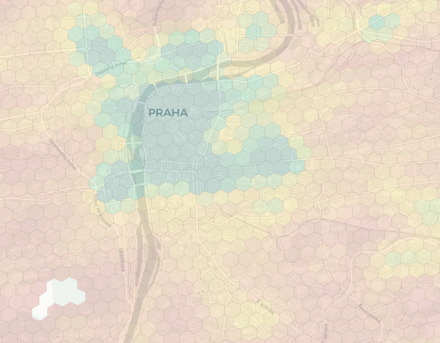 Prague neighborhood livability heatmap