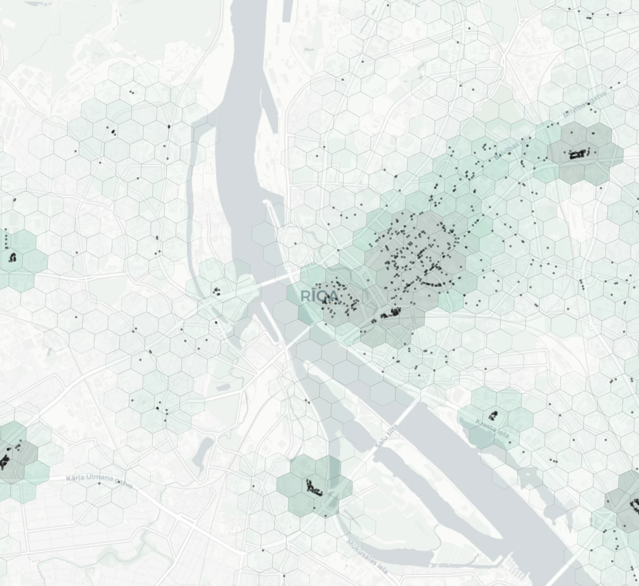 Riga Shopping heatmap -- neighborhood scores