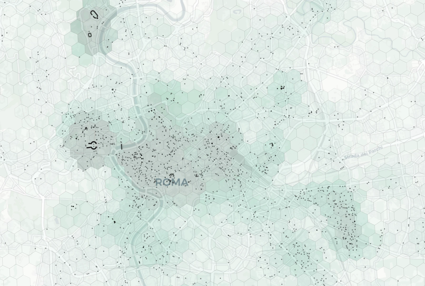 Rome Cafes & Culture heatmap -- neighborhood scores