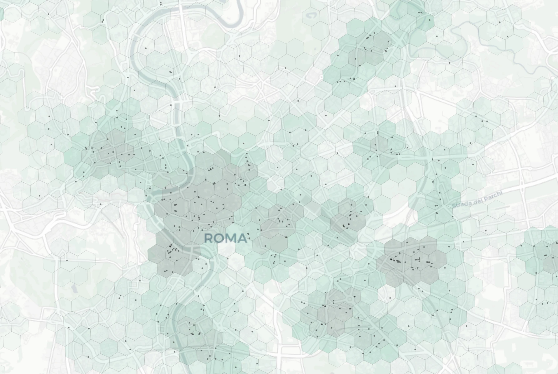 Rome Nightlife heatmap -- neighborhood scores