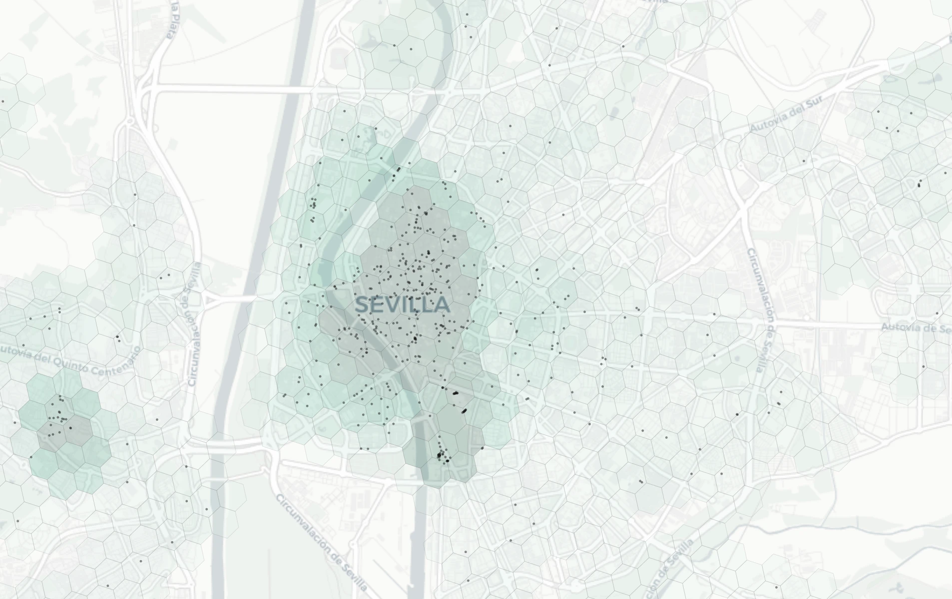 Seville Cafes & Culture heatmap -- neighborhood scores
