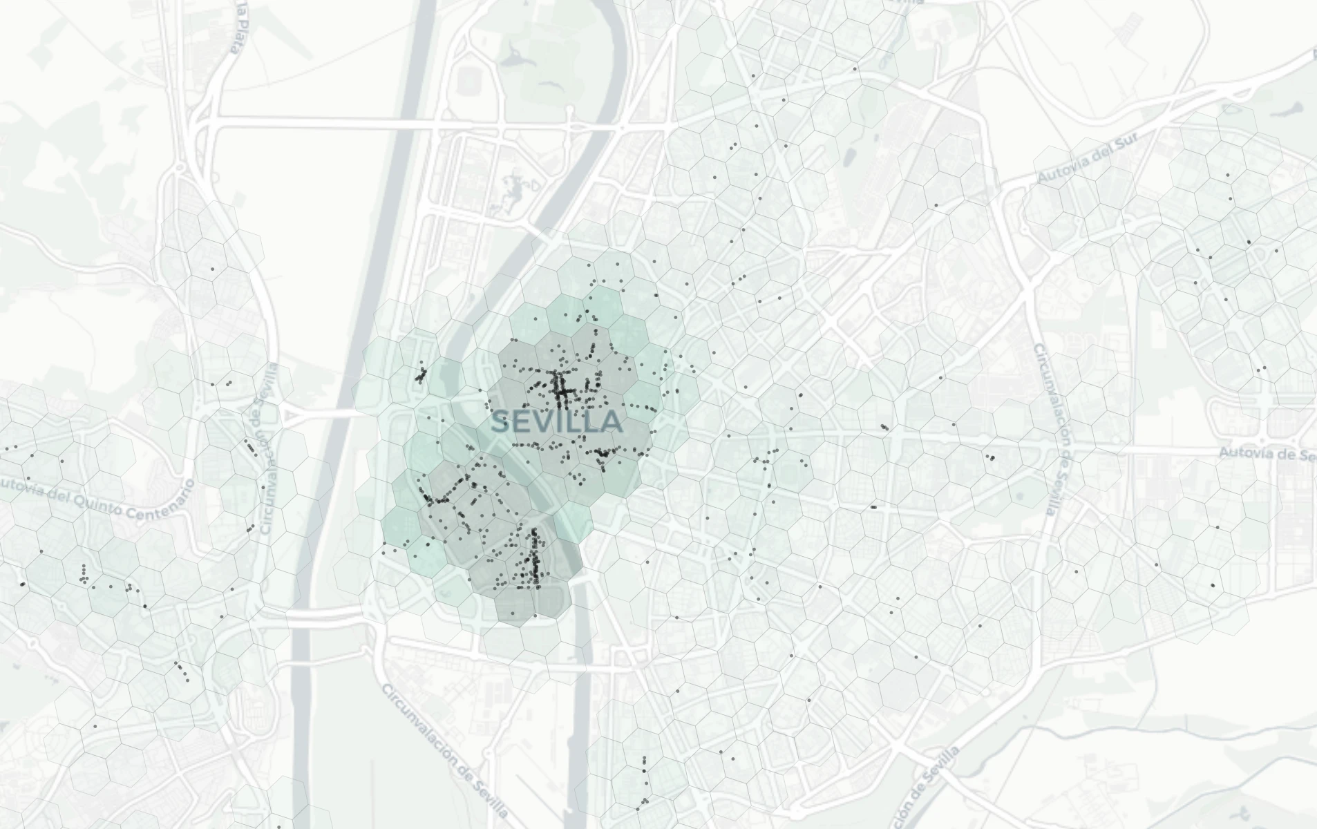Seville Shopping heatmap -- neighborhood scores