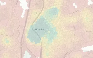 Seville neighborhood heatmap