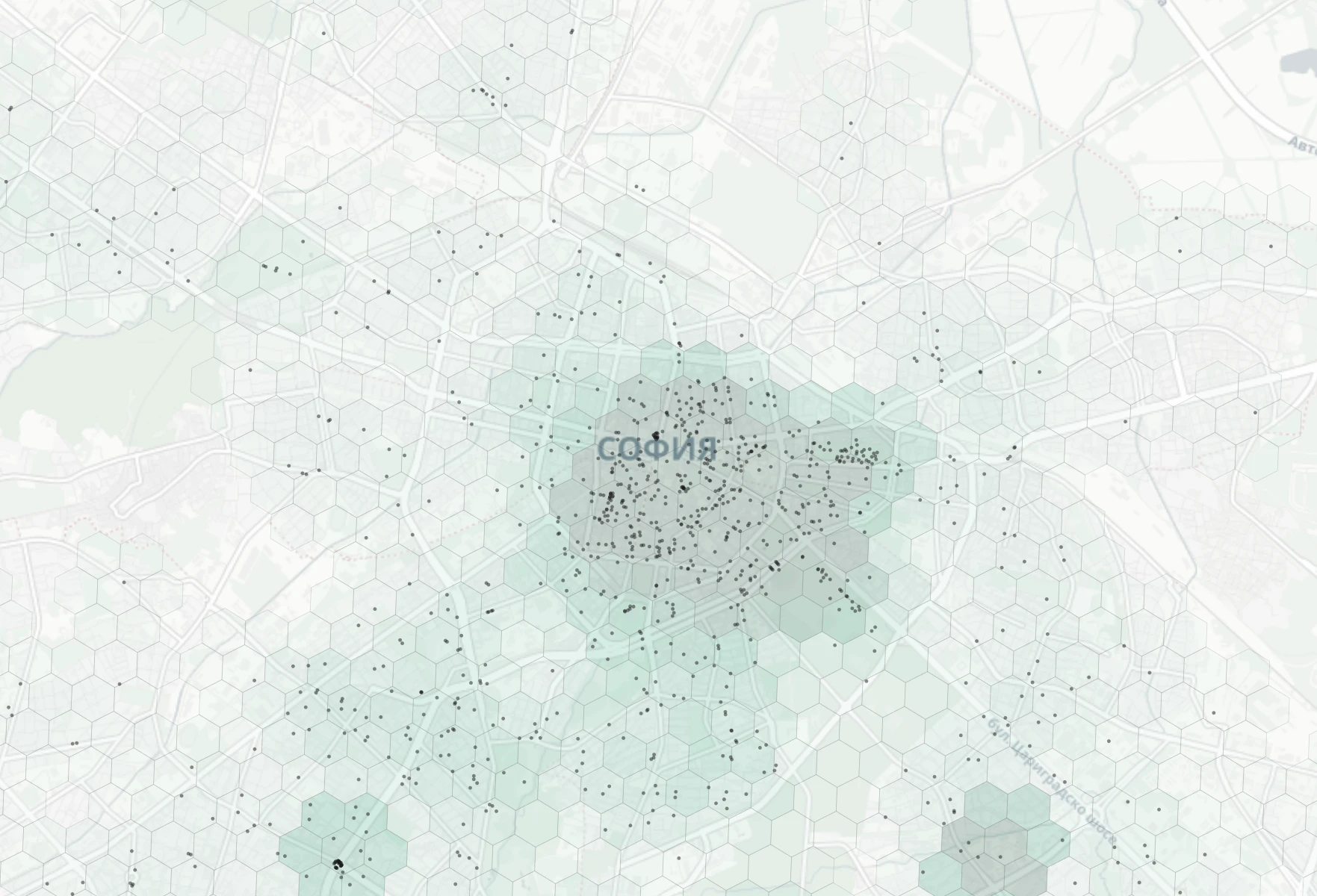 Sofia Cafes & Culture heatmap -- neighborhood scores