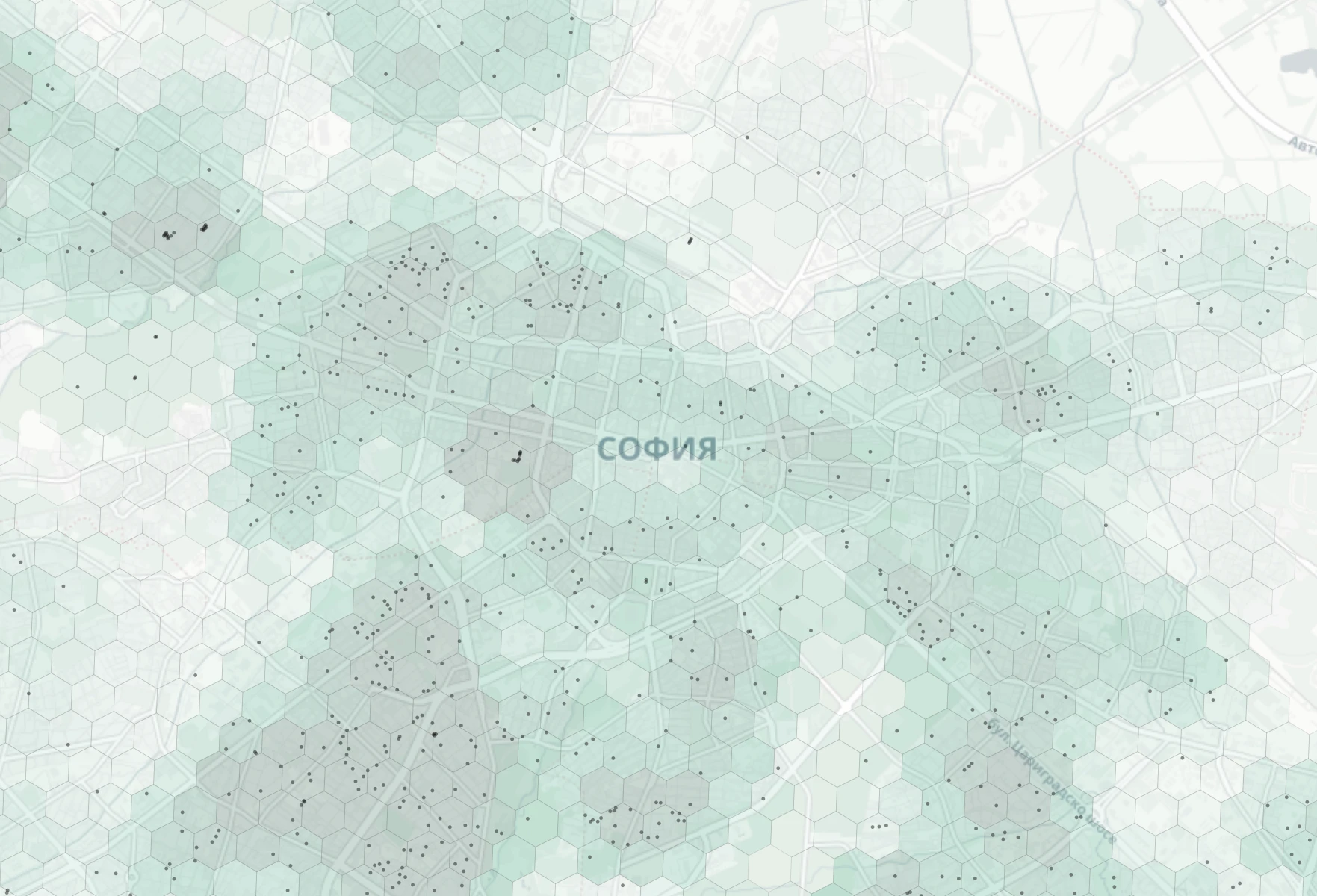 Sofia Family heatmap -- neighborhood scores