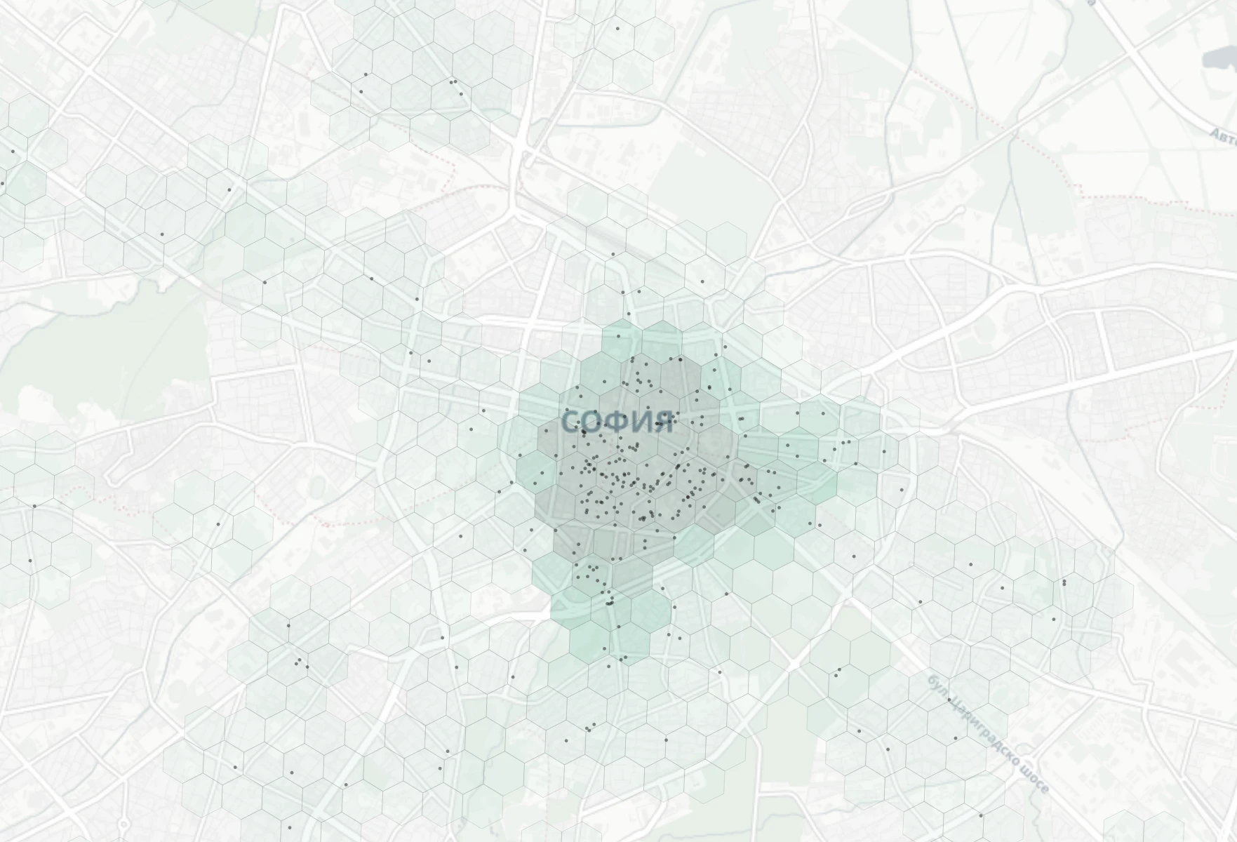 Sofia Nightlife heatmap -- neighborhood scores