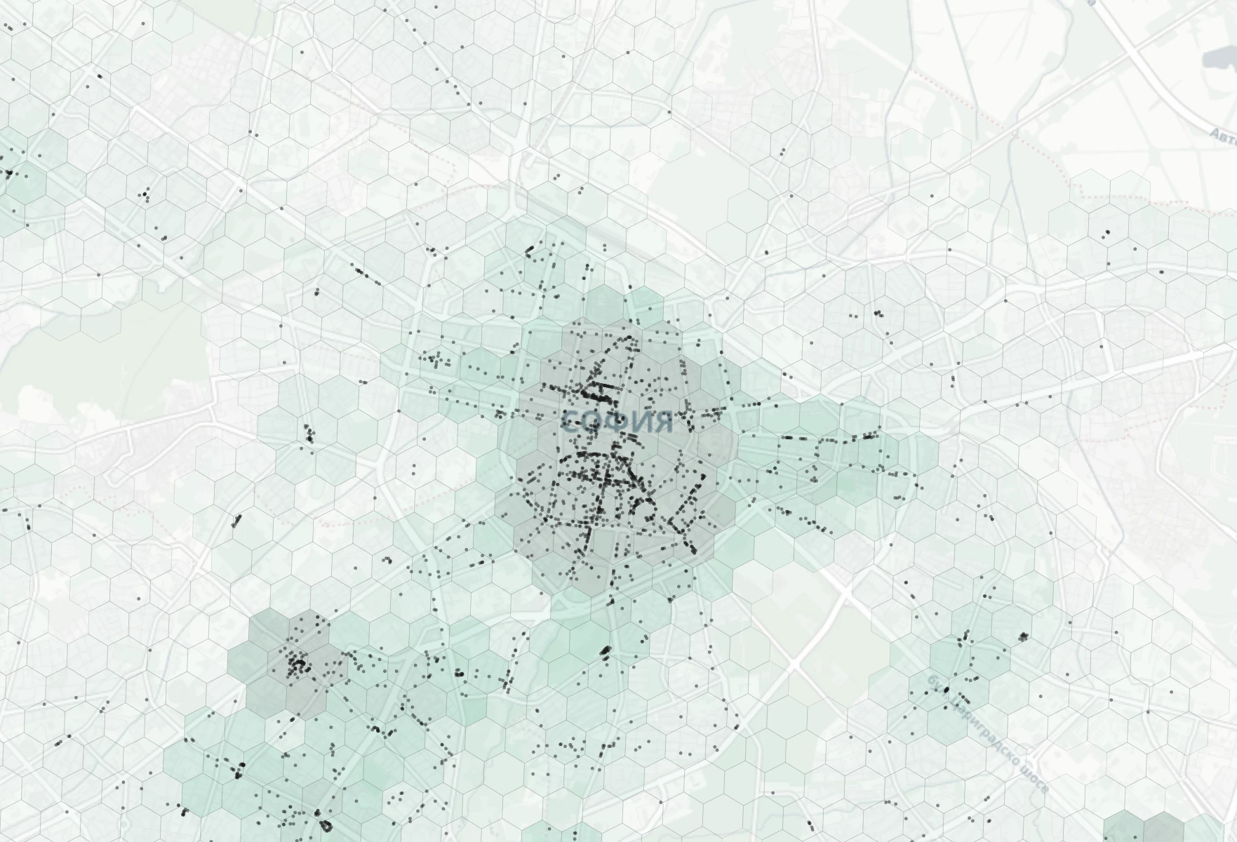 Sofia Shopping heatmap -- neighborhood scores