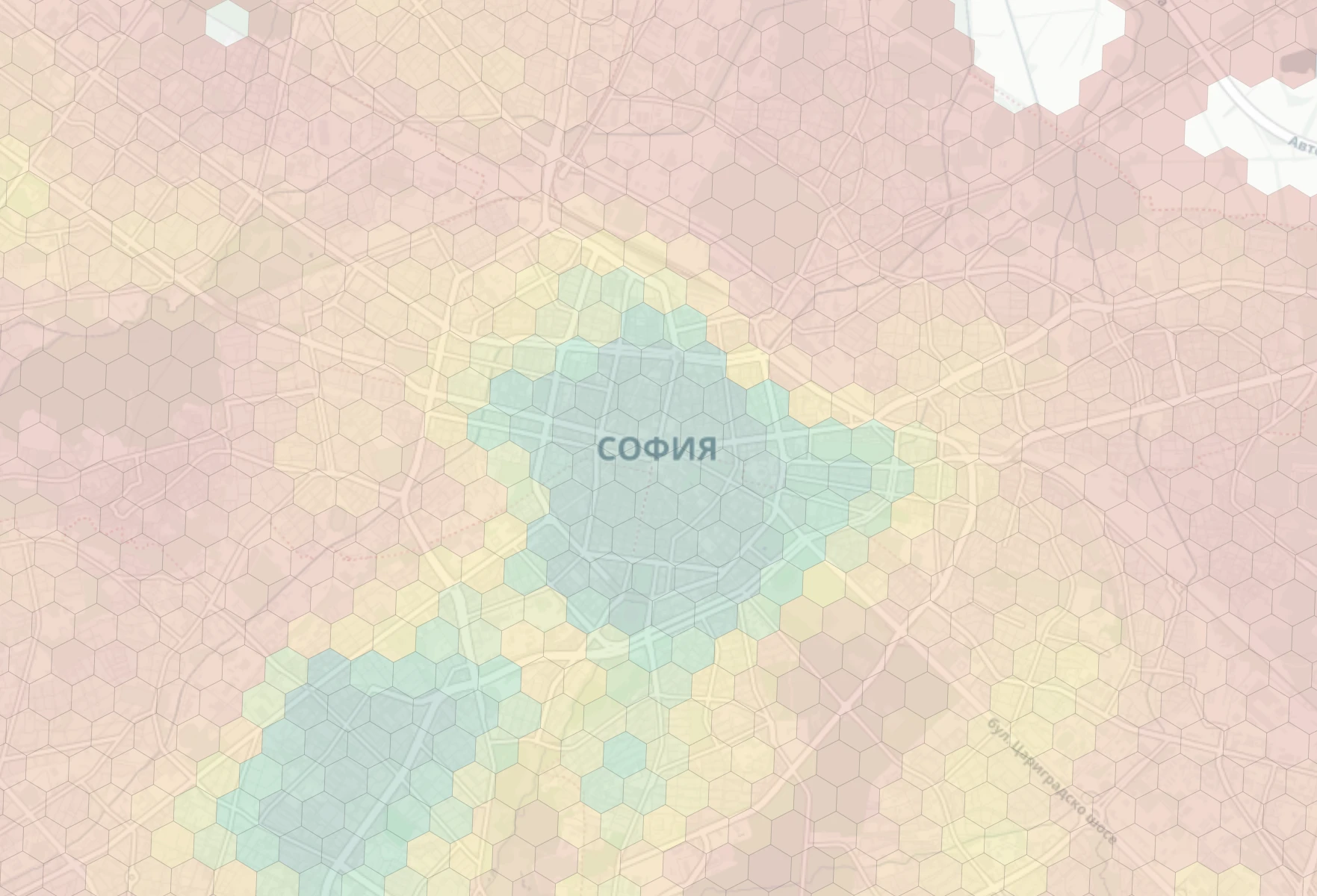 Sofia neighborhood livability heatmap