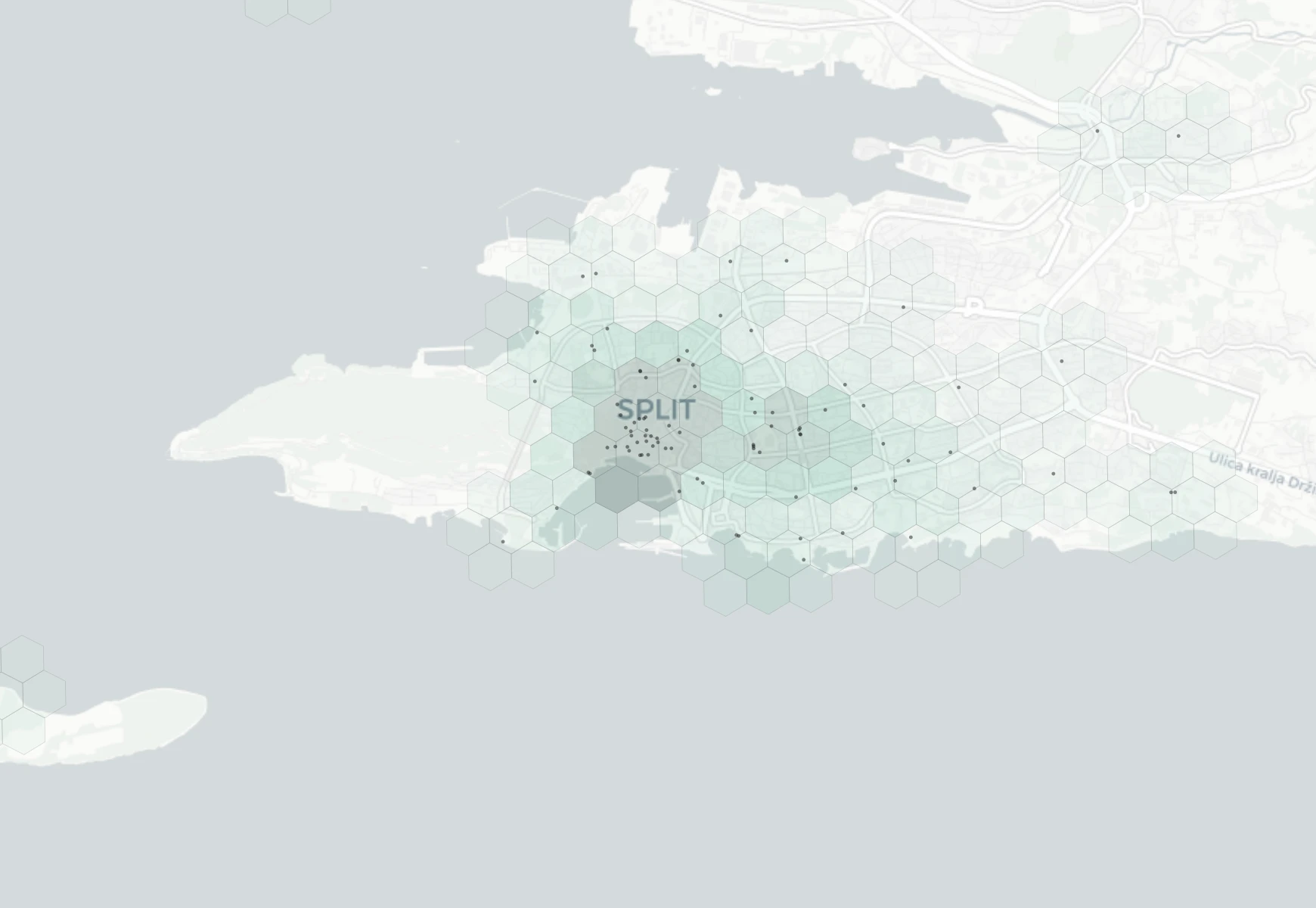 Split Nightlife heatmap -- neighborhood scores