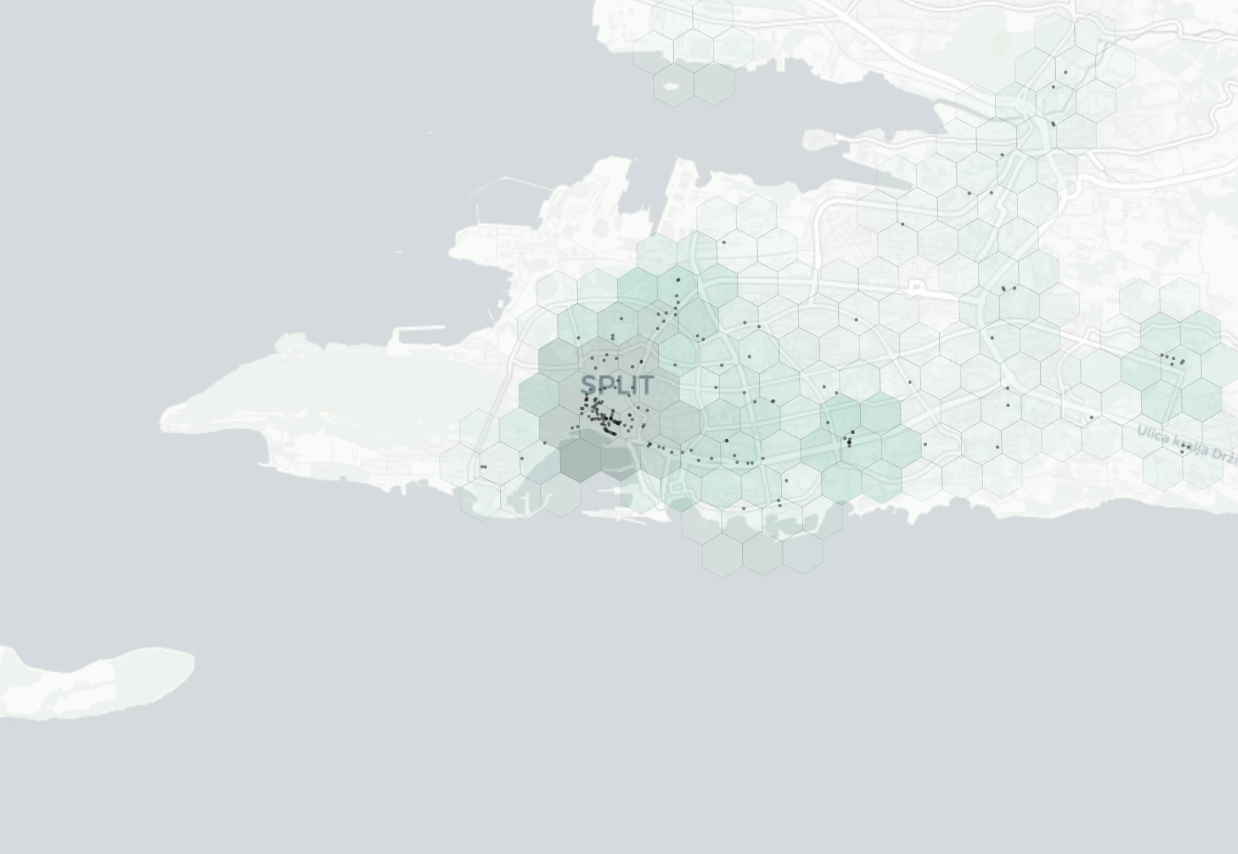 Split Shopping heatmap -- neighborhood scores