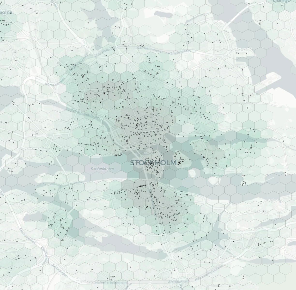 Stockholm Cafes & Culture heatmap -- neighborhood scores