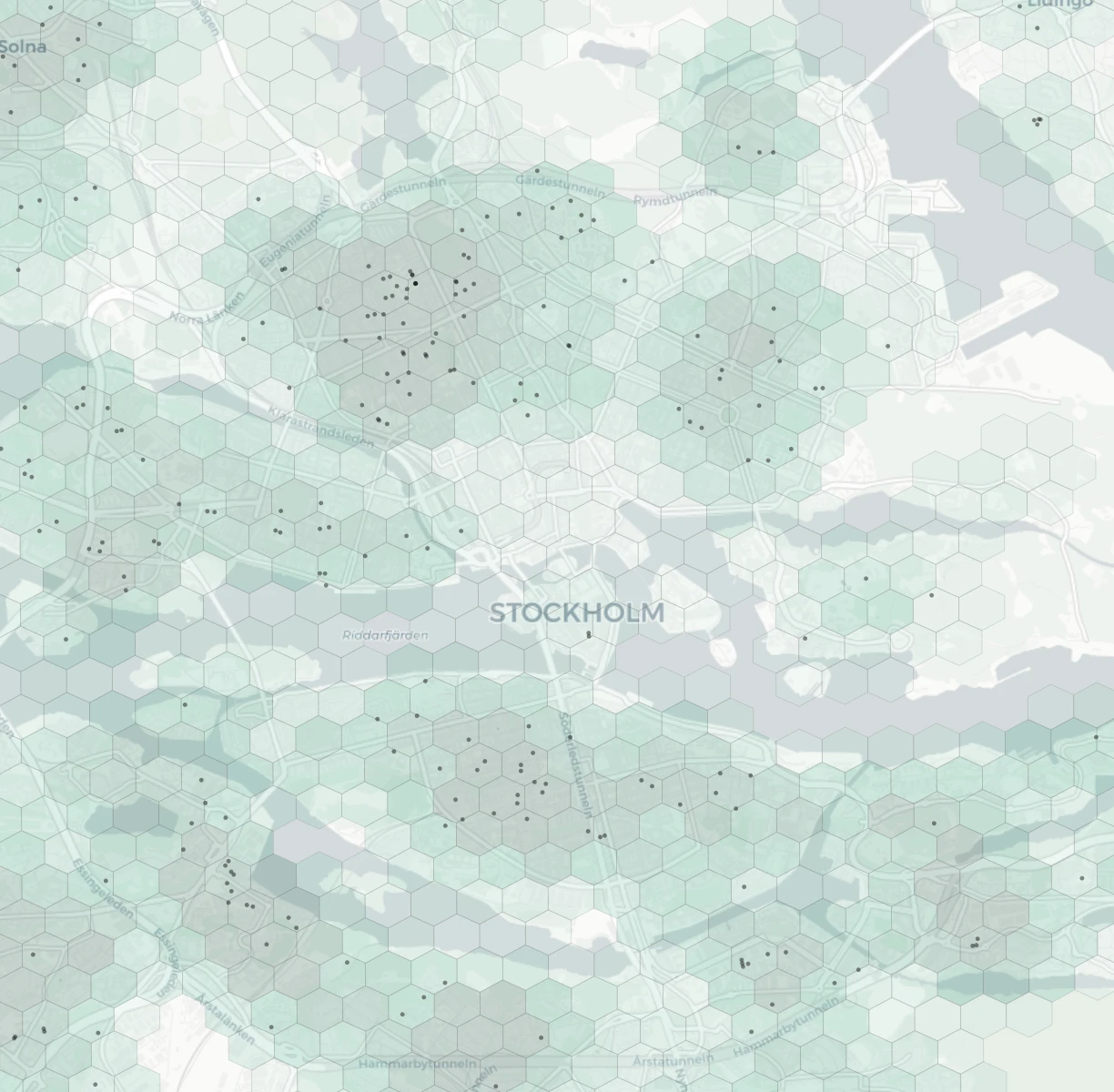 Stockholm Family heatmap -- neighborhood scores