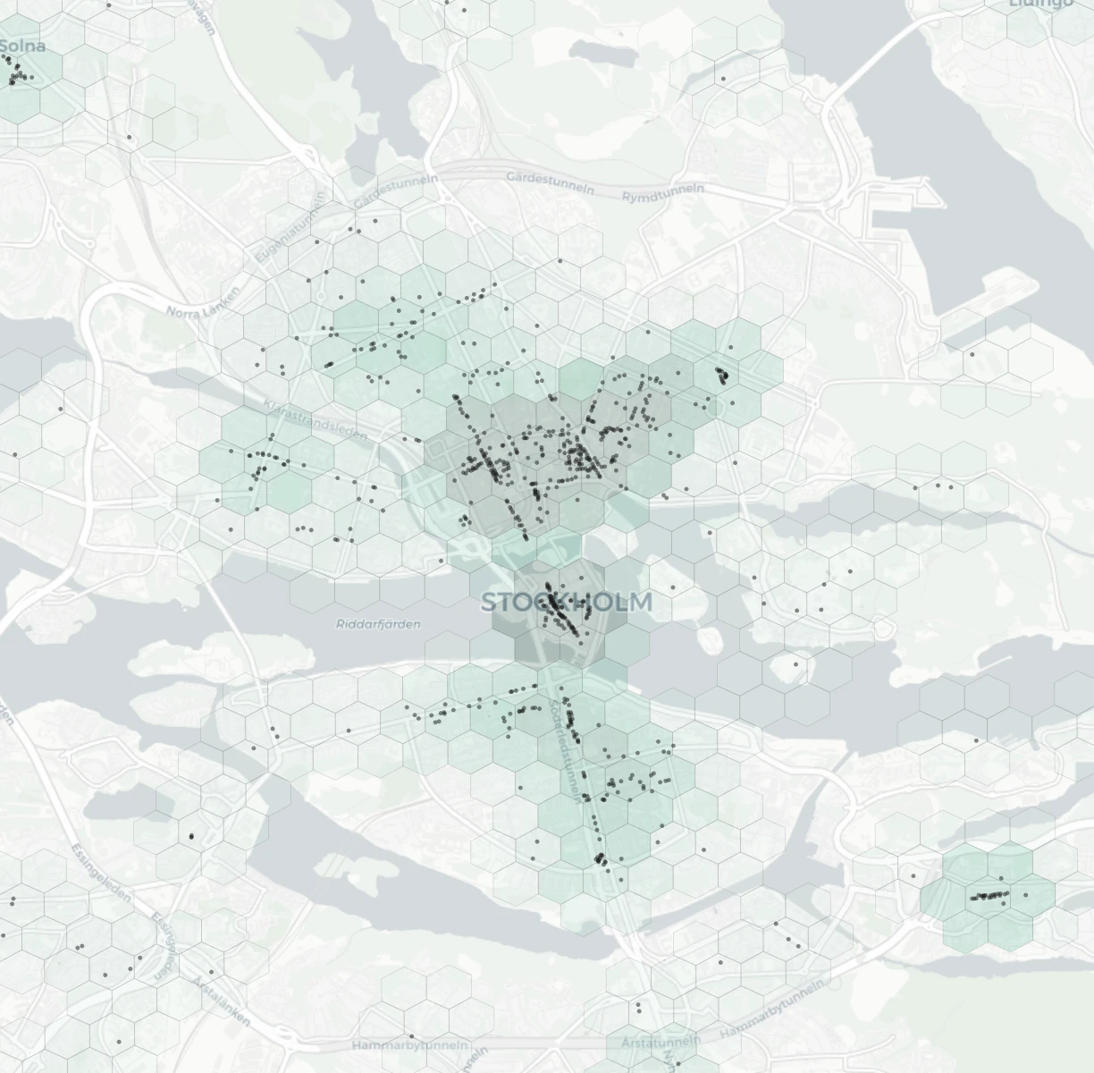 Stockholm Shopping heatmap -- neighborhood scores