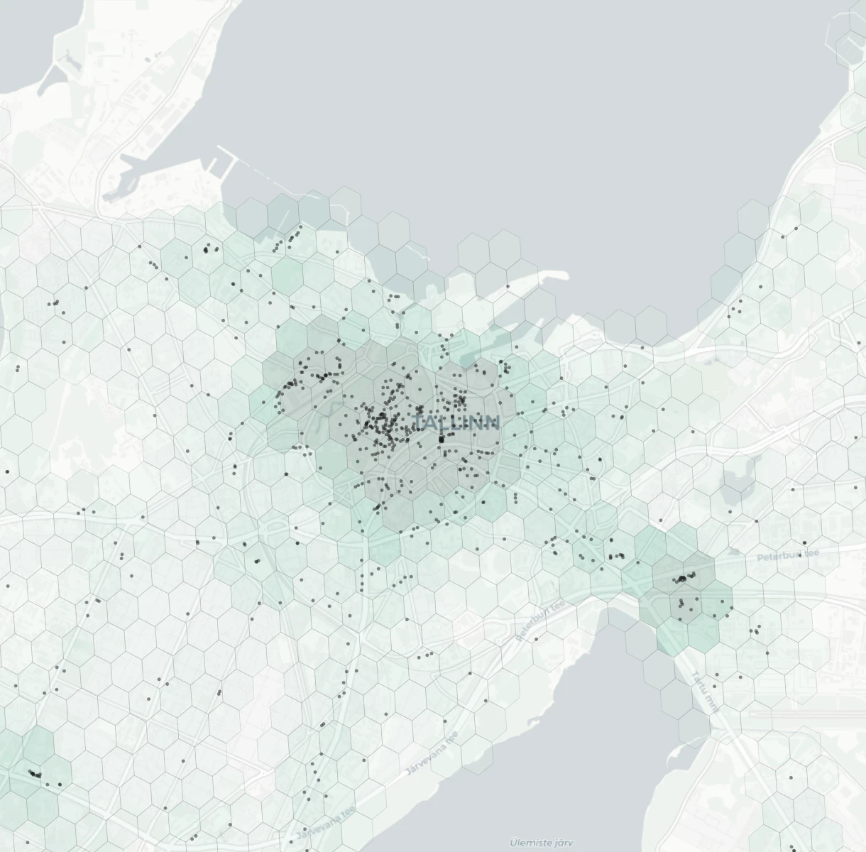 Tallinn Dining heatmap -- neighborhood scores