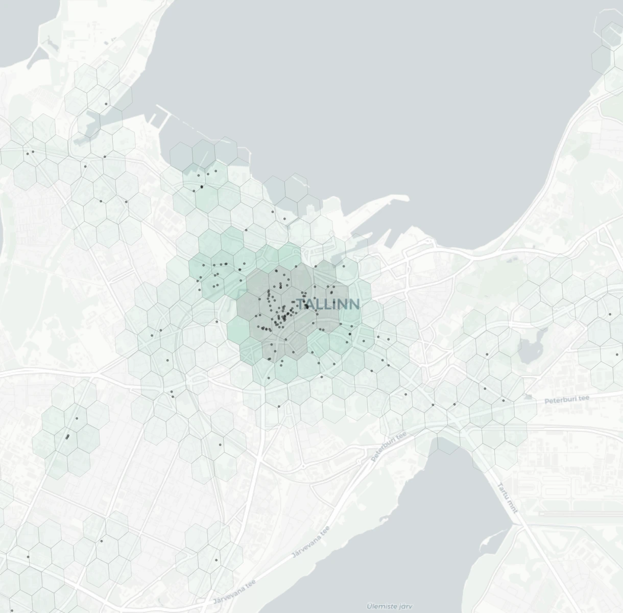 Tallinn Nightlife heatmap -- neighborhood scores