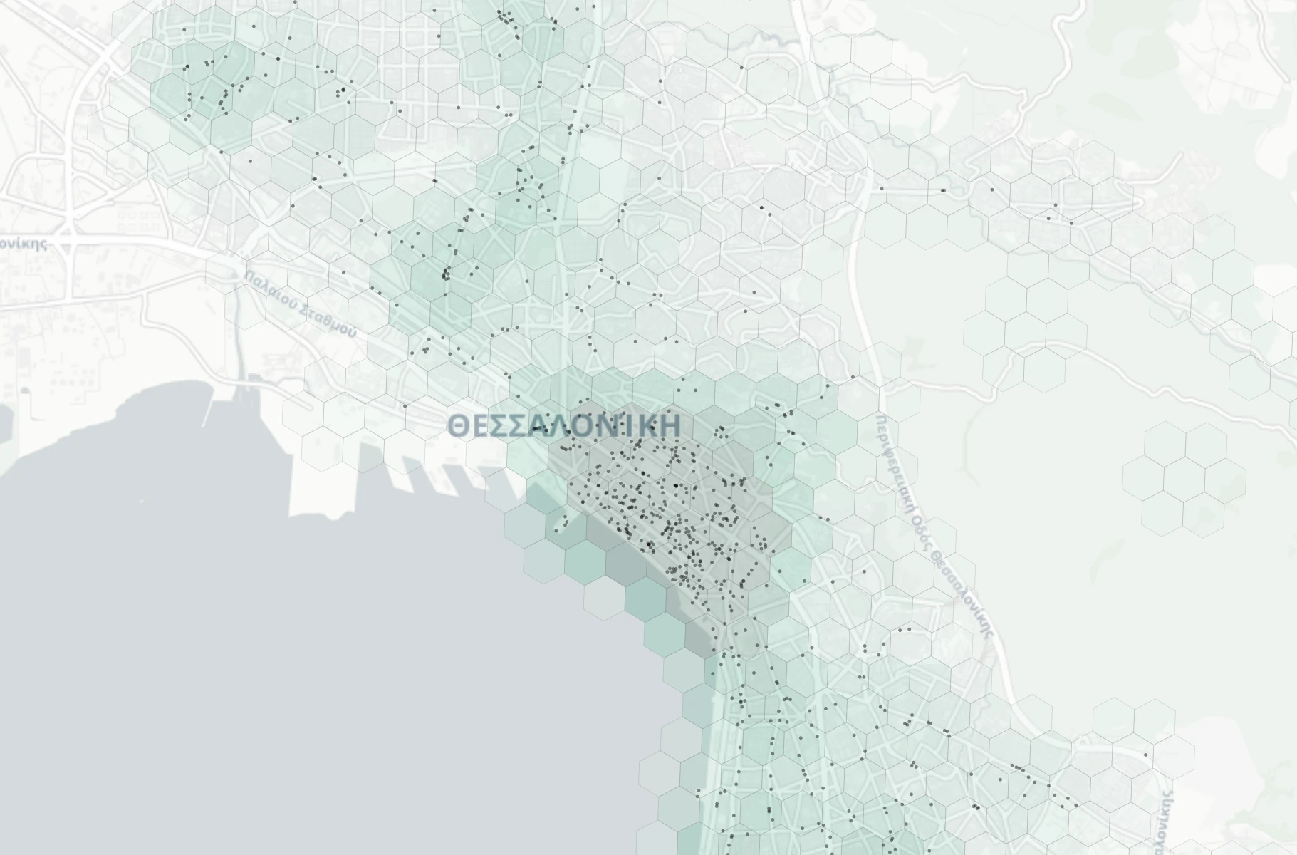 Thessaloniki Cafes & Culture heatmap -- neighborhood scores