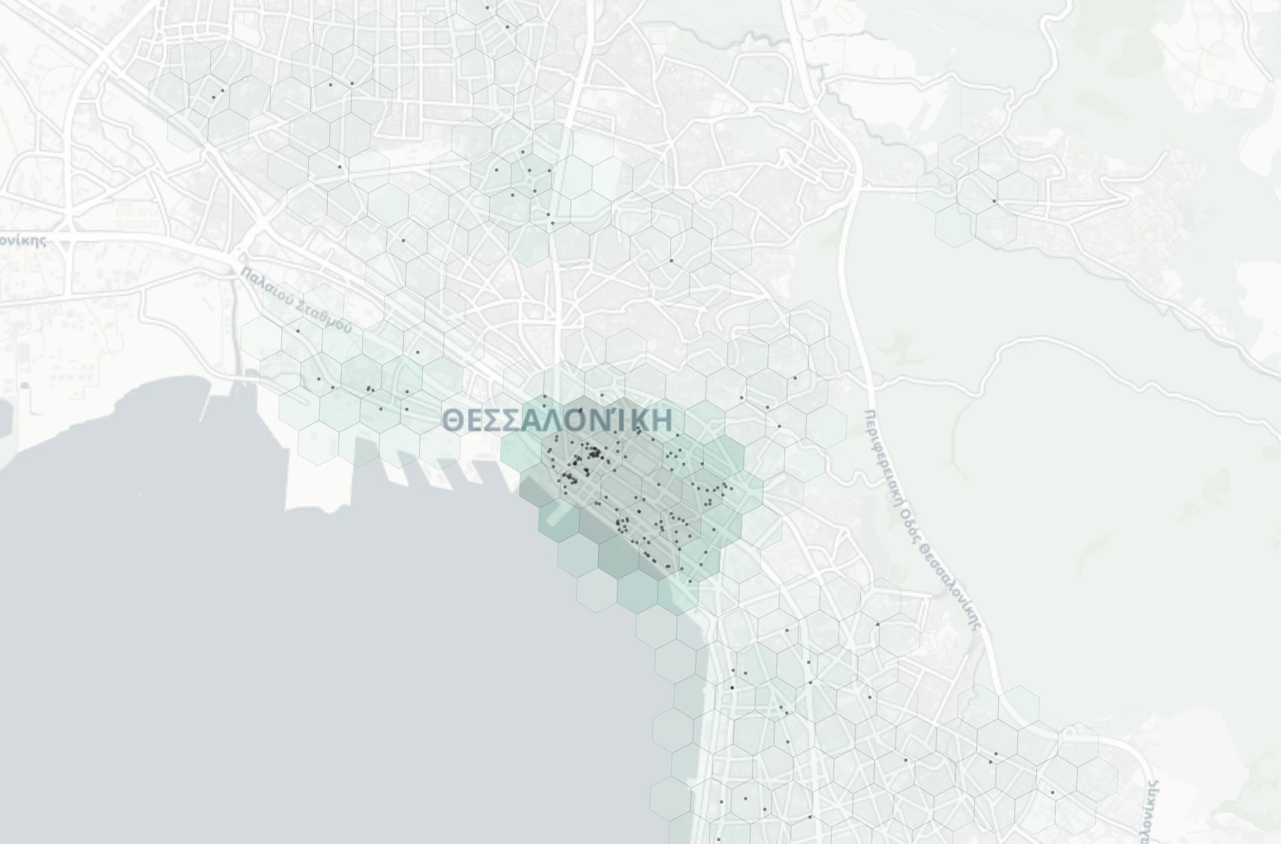 Thessaloniki Nightlife heatmap -- neighborhood scores