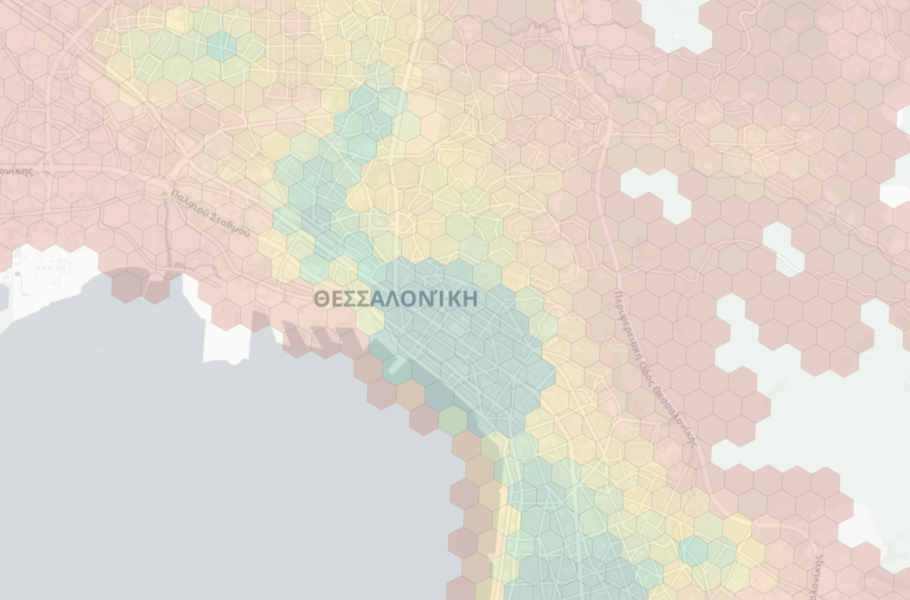 Thessaloniki neighborhood livability heatmap