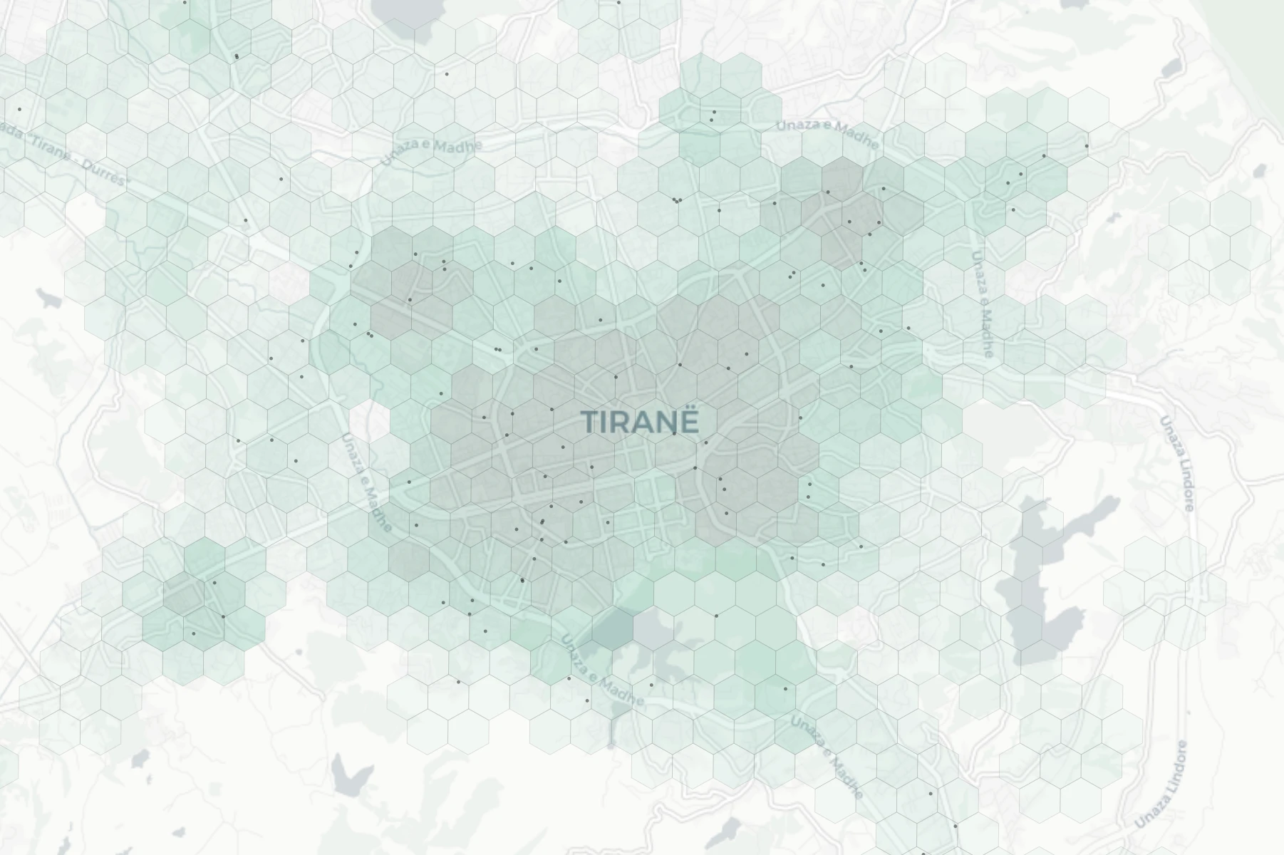 Tirana Family heatmap -- neighborhood scores