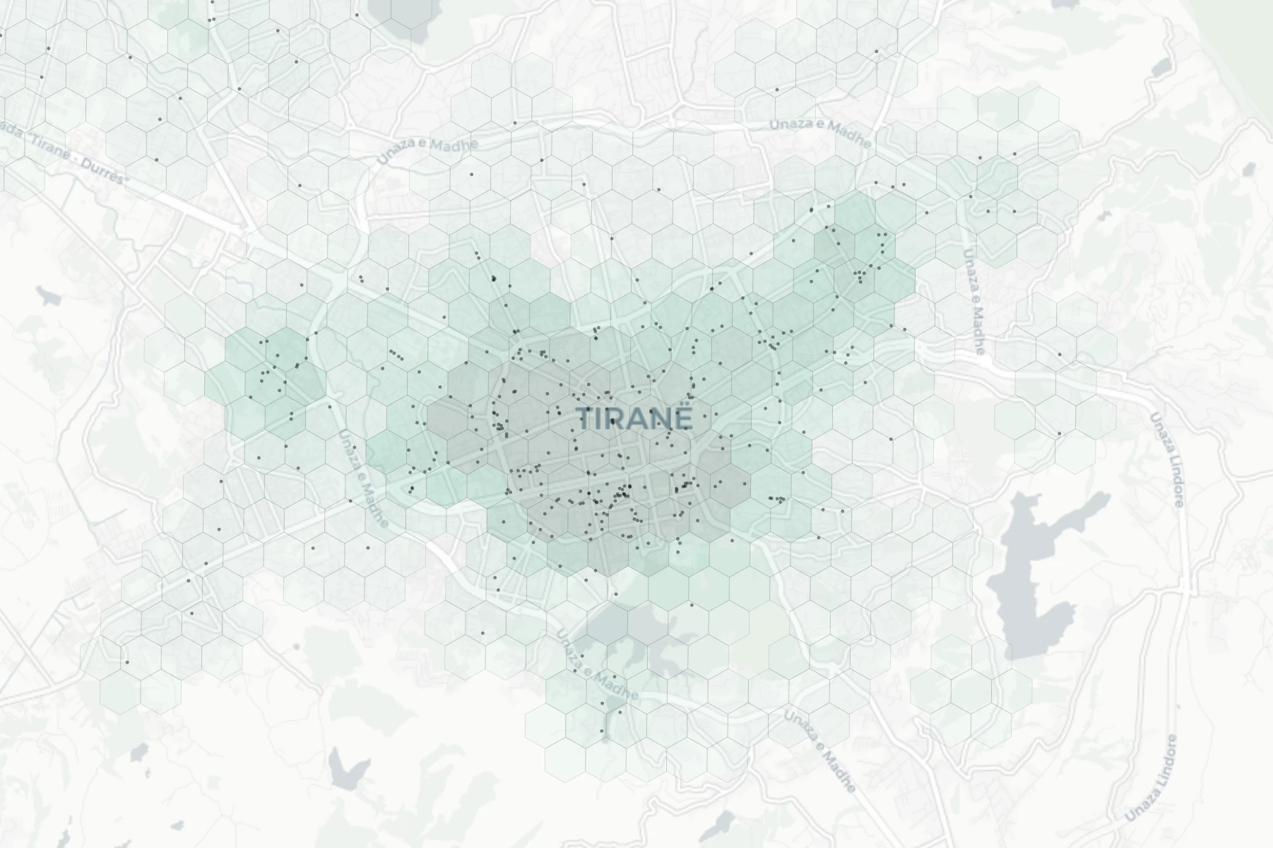 Tirana Nightlife heatmap -- neighborhood scores