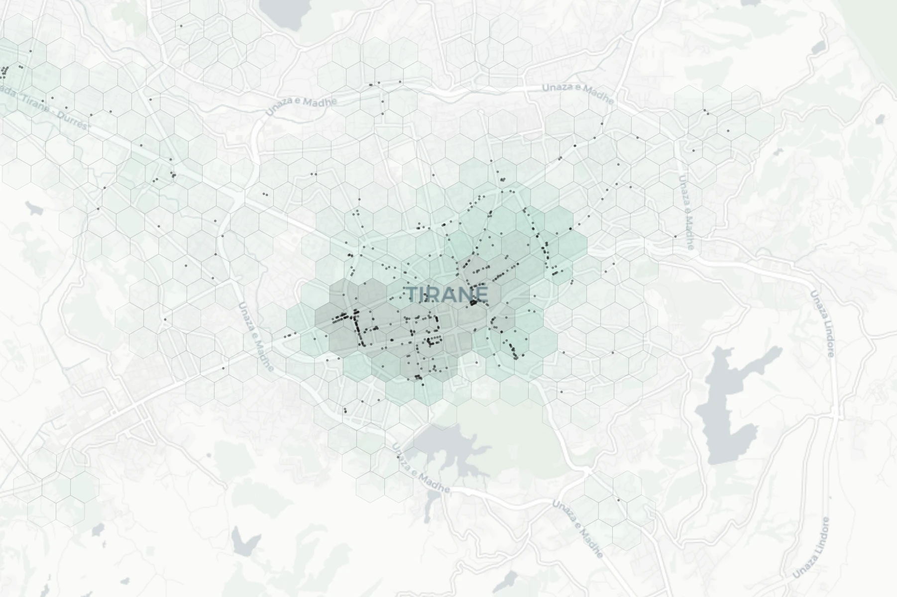 Tirana Shopping heatmap -- neighborhood scores